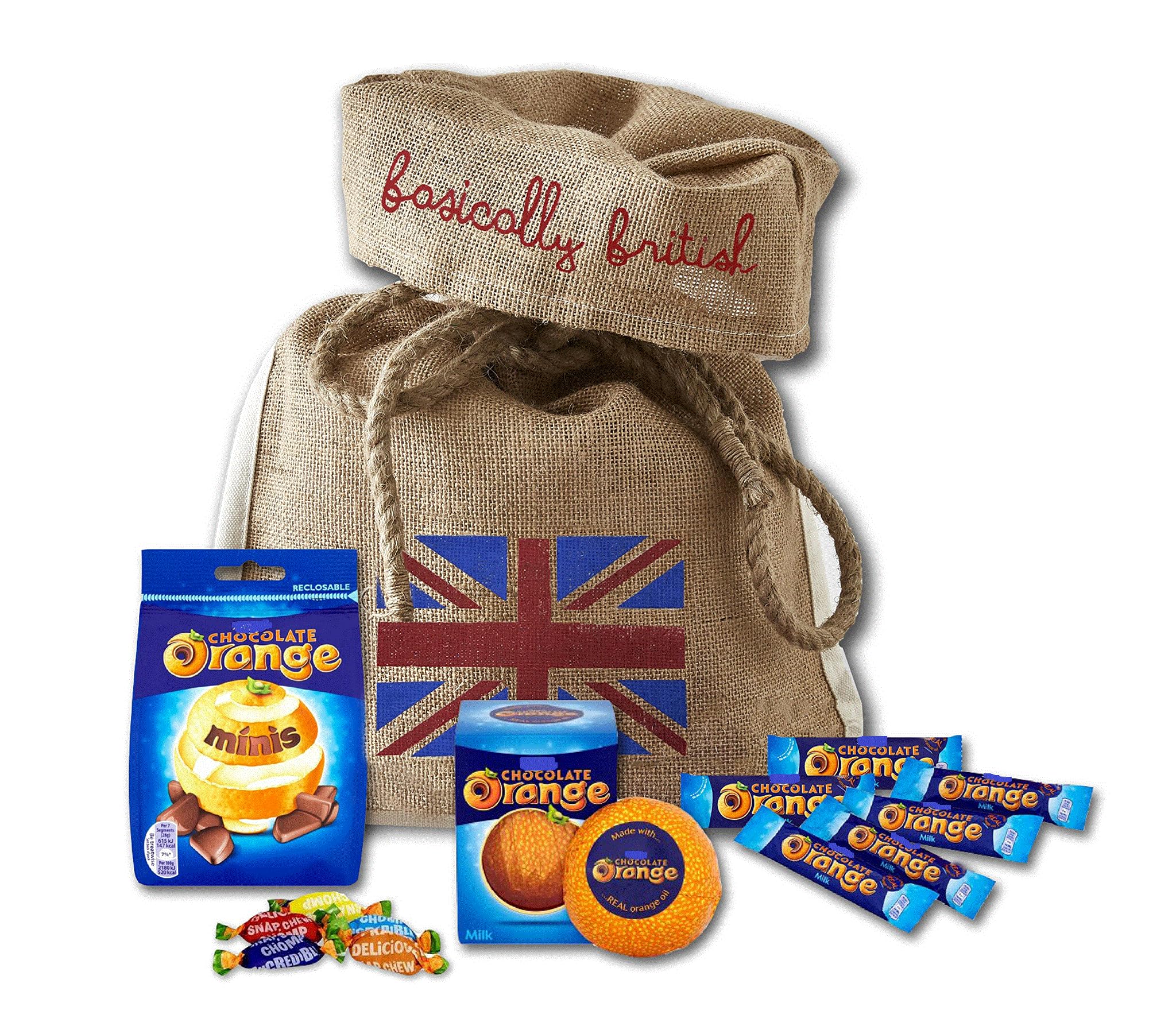 chocolate by The Yummy Palette | Milk chocolate orange ball candy bars mini orange in Basically British Burlap Gift Bag