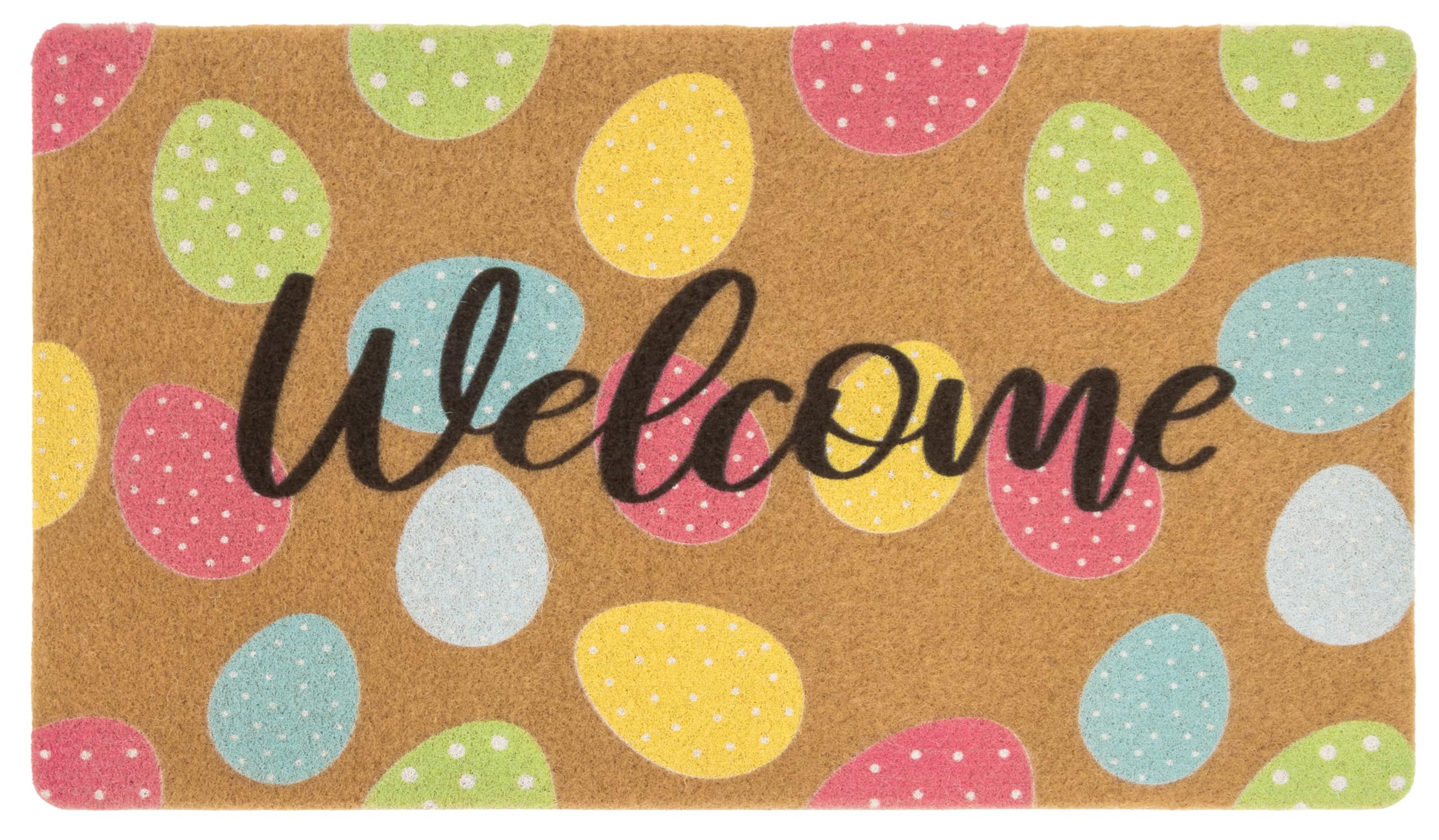 Easter Eggs Coir Doormat Spring Easter Welcome Mat - Outdoor Entrance Non-Slip Front Doormat for Easter Party Home Decoration 17 X 29 Inch