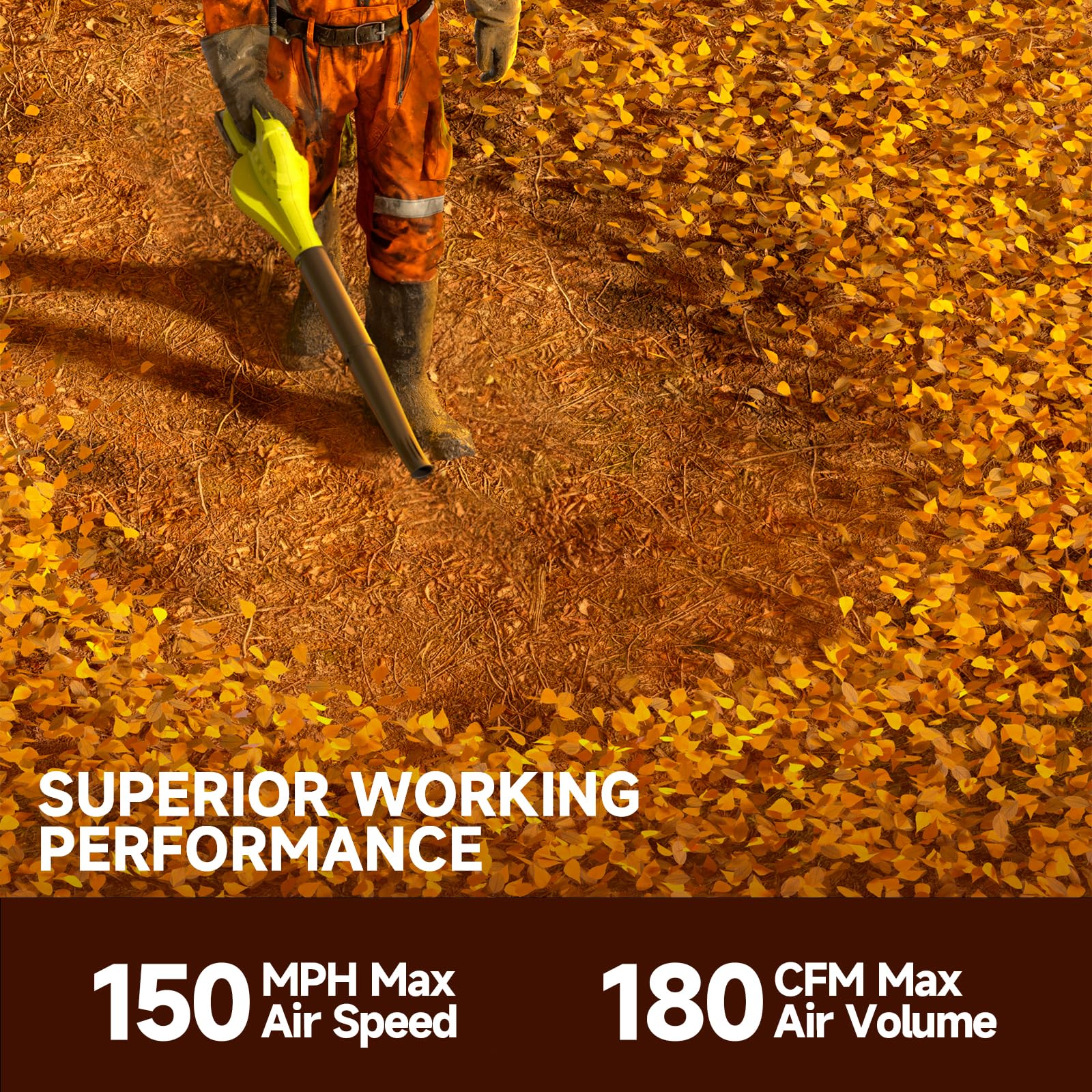 Leaf Blower Cordless with 2X 4.0Ah Batteries and Charger, 150MPH/180CFM Lightweight Cordless Blower, 3 Speeds Small Electric Leaf Blowers for Lawn Care, Patio, Yard, Leaves, Grass and Snow - Detailed View