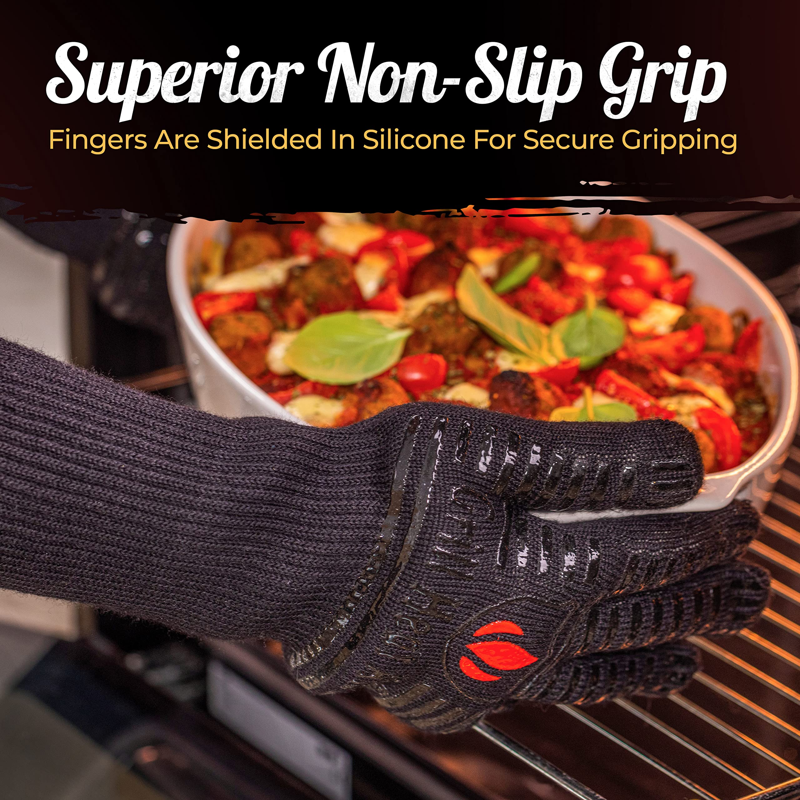 932° Ultra Extreme Hitze Grill Handschuhe für Raucher, Backofen & Outdoor Grill - Kevlar Nomex BAU (Large