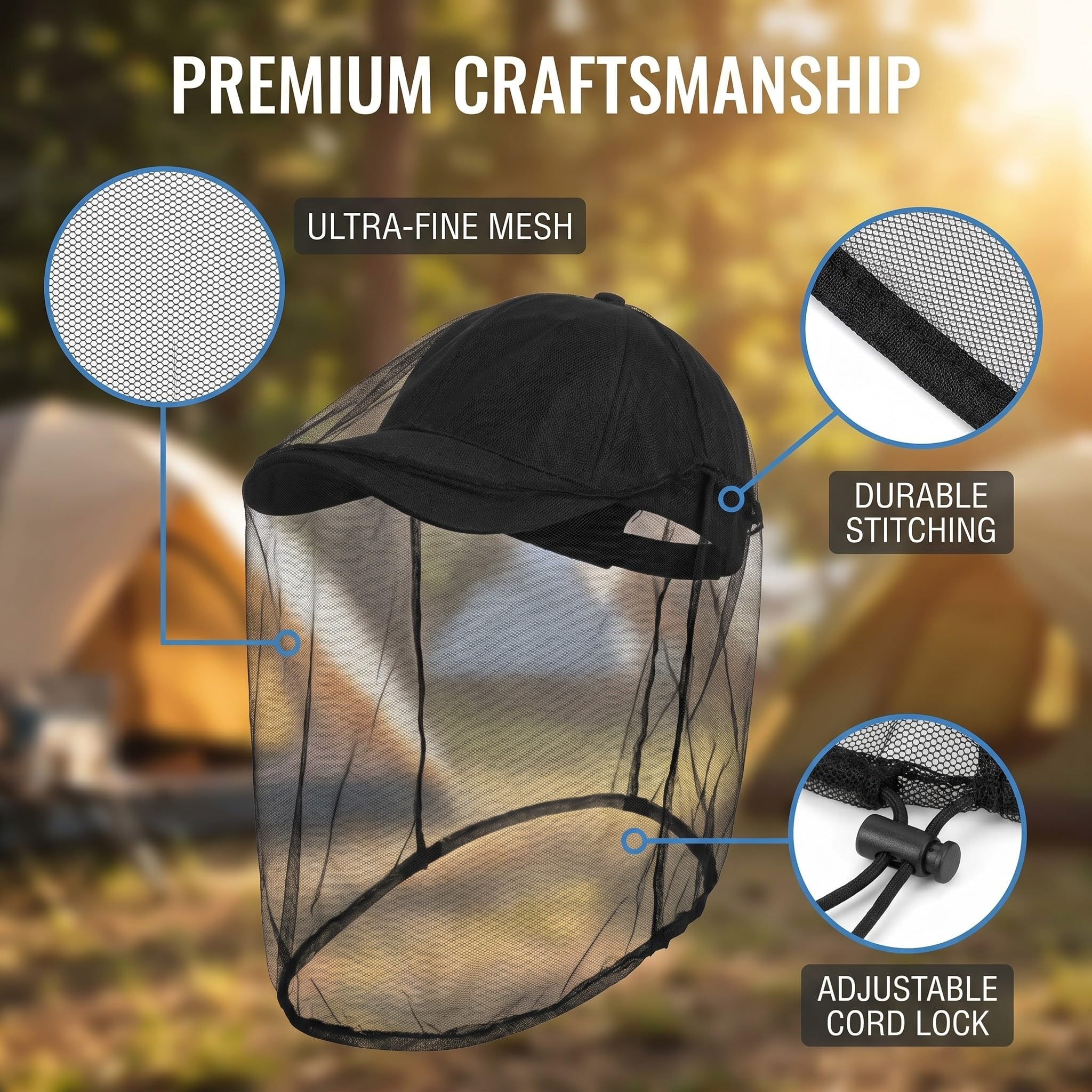 2 Pezzi Cappello con Rete Antizanzare, Rete per Zanzariera Viso 46x46cm per Esterno, Protezione Insetti per Pesca, Trekking e Apicoltura, Nero e Rosa