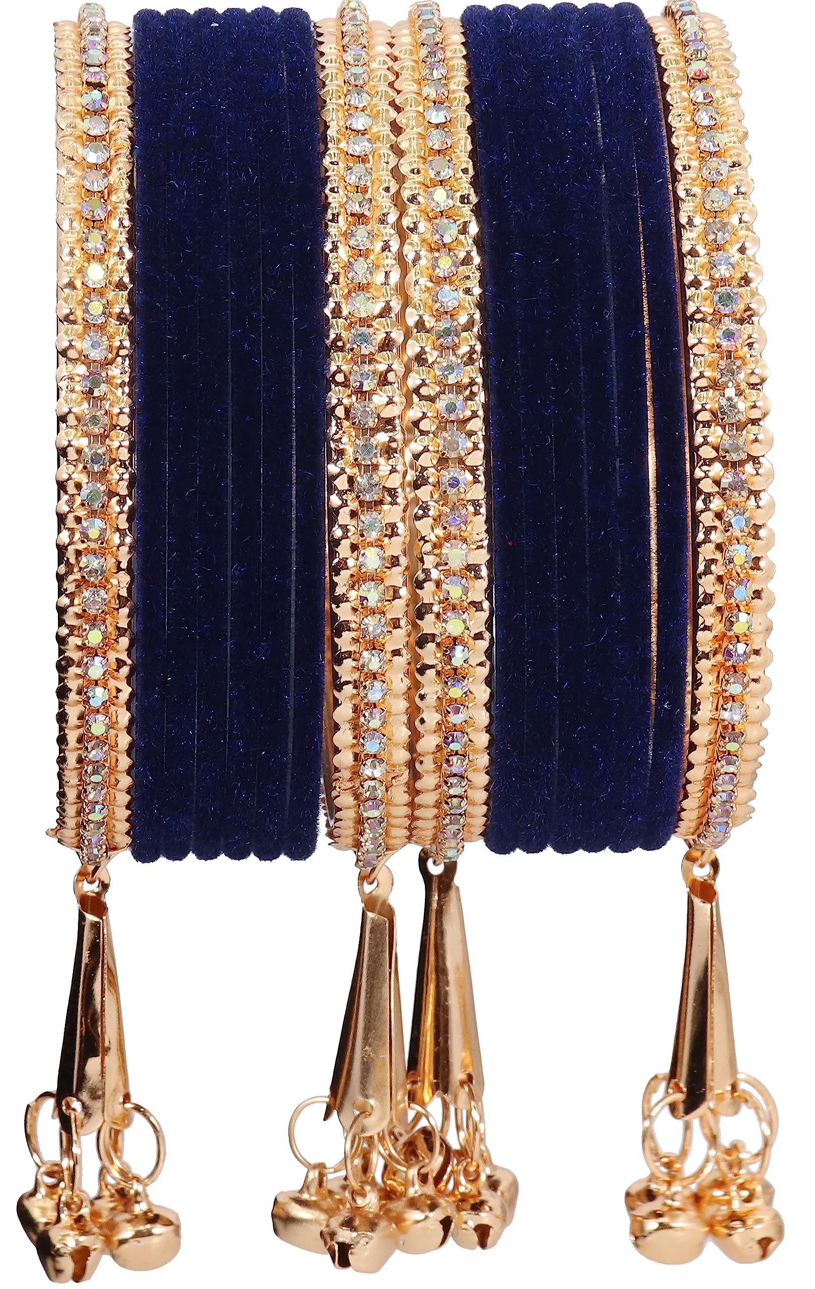 NMII Metal with Zircon Gemstone and Velvet Studded Bells Latkan Bangles Set For Girls and Women I Latkan Bangles, Premium Bangle Bracelet Set (RoseGold-Blue-2.2 Inches), Pack Of 16 (B0C9X5NTBF) Amazon Price History, Amazon Price Tracker