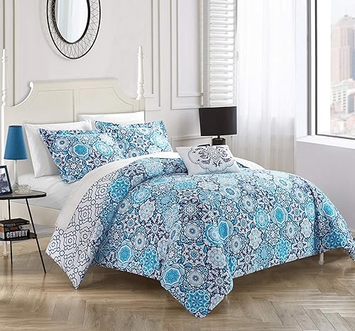 Miniatura 9 de Chic Home Bristol - Juego de funda reversible de 4 piezas, edredón tamaño Queen, color rosa