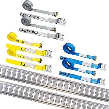 US Cargo Control E Track and E Track Straps Kit, Convenient E Track Kit, Includes E Track Cargo Straps and E Track Rails, Secure Cargo to Your Pickup Truck Or Trailer