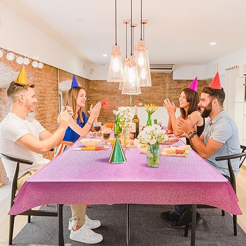 Miniatura 3 de 8 manteles holográficos con láser rosa iridiscencia brillante de 40 x 108 pulgadas, manteles rectangulares de papel de aluminio aguamarina para baby