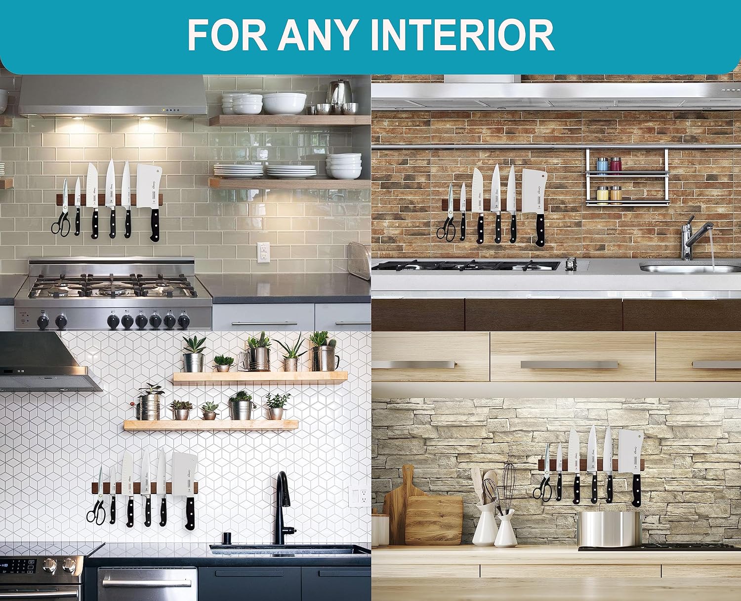 16 Inch Brown Wood Knife Magnetic Strip Use as Magnetic Knife Holder for Wall - Magnetic Knife Strip - Magnetic Knife Bar - Wall Kitchen Magnetic Rack Holder
