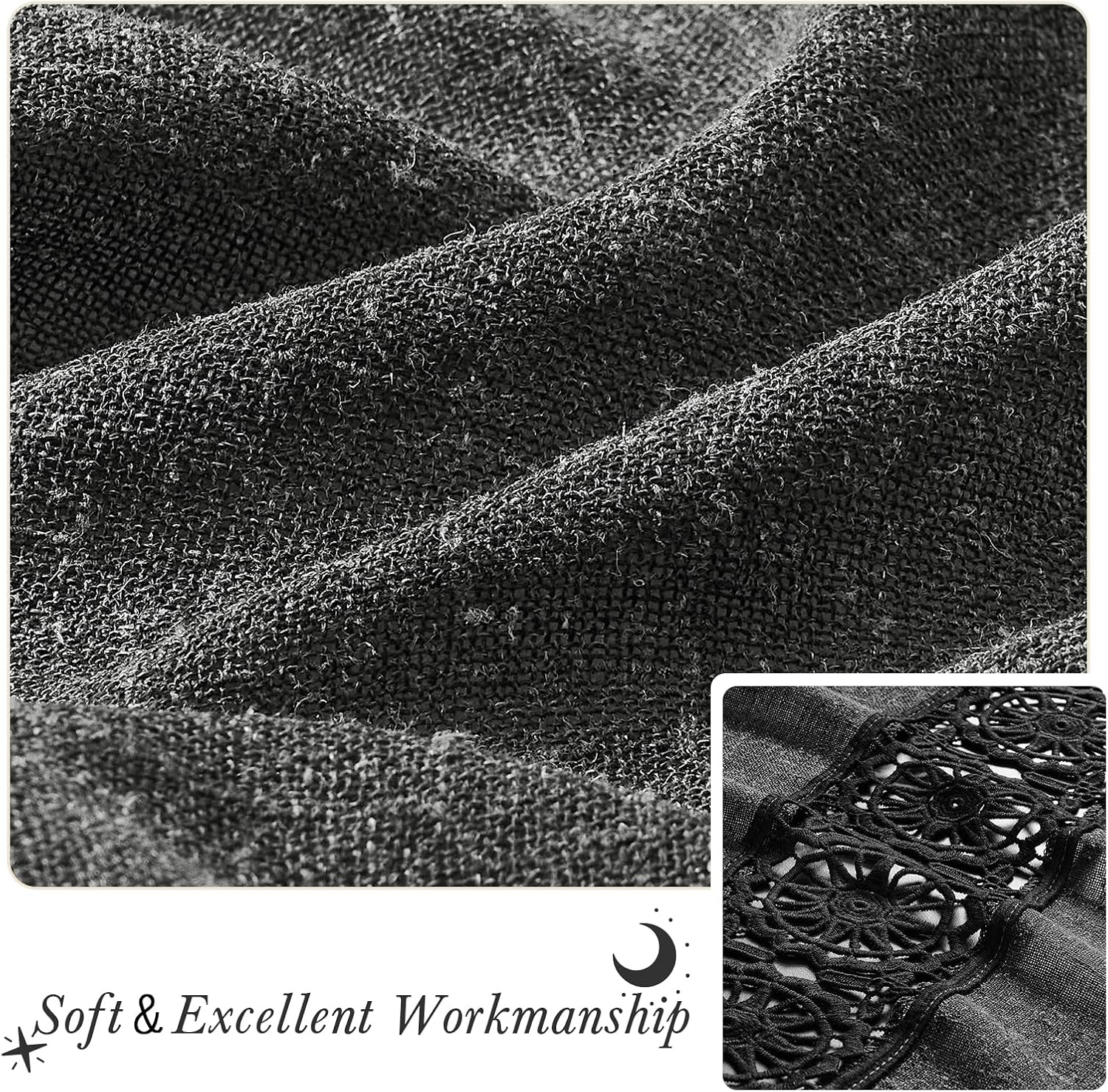 Gibelle Grey Boho Farmhouse Living Room Curtains 63 Inch Length, Modern Country Window Curtain for Bedroom, Linen Bohemian Rustic Draperies