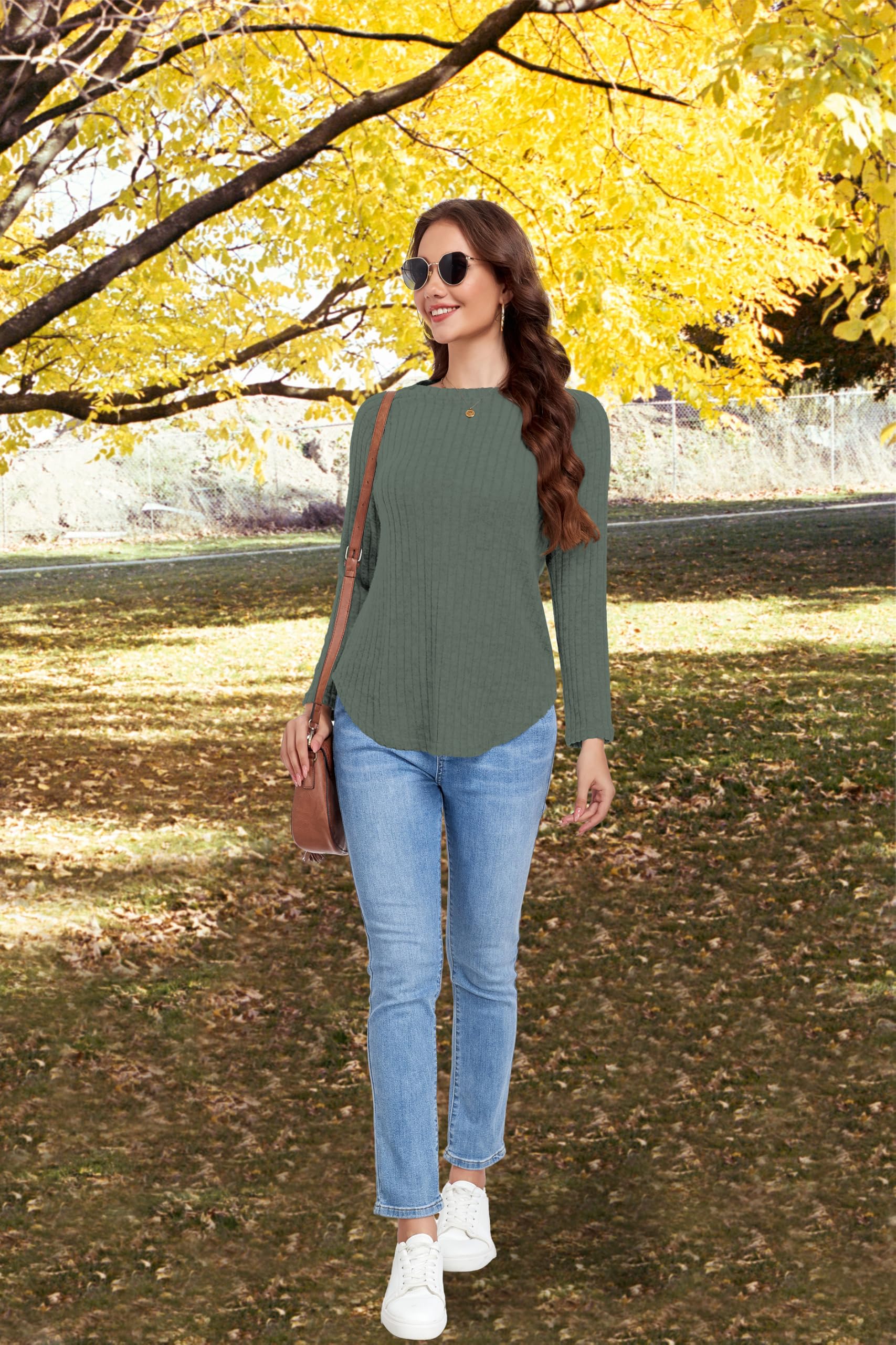 DUOEASE Jersey Mujer Invierno Otoño Cuello Crew Jerséis Elegante Color Sólido Top Mujer Manga Larga