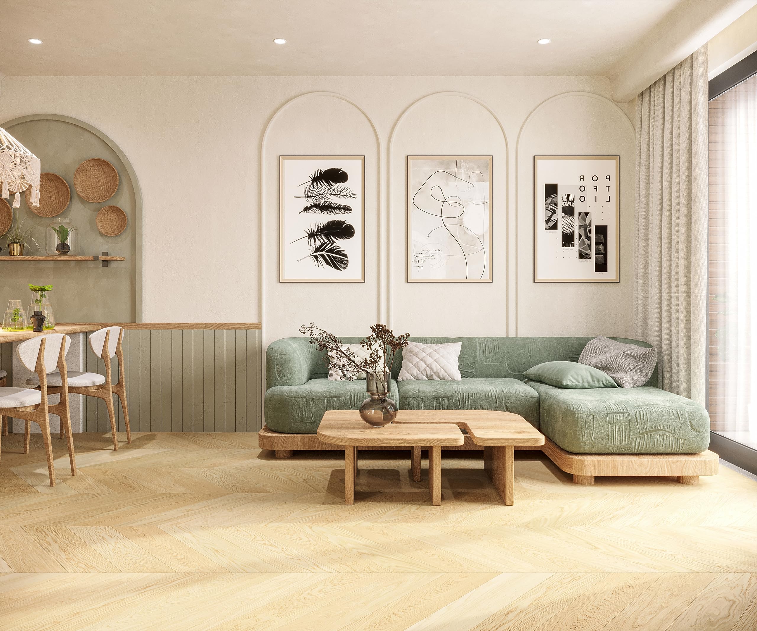Chevron Exklusiv 60°, Parquet a spina di pesce, Parquet, Parquet a tre strati, Strato di rovere spesso 3,5 mm, Resistente all'acqua, Pavimento in legno massello, Nuovo bianco, 14x145x810mm