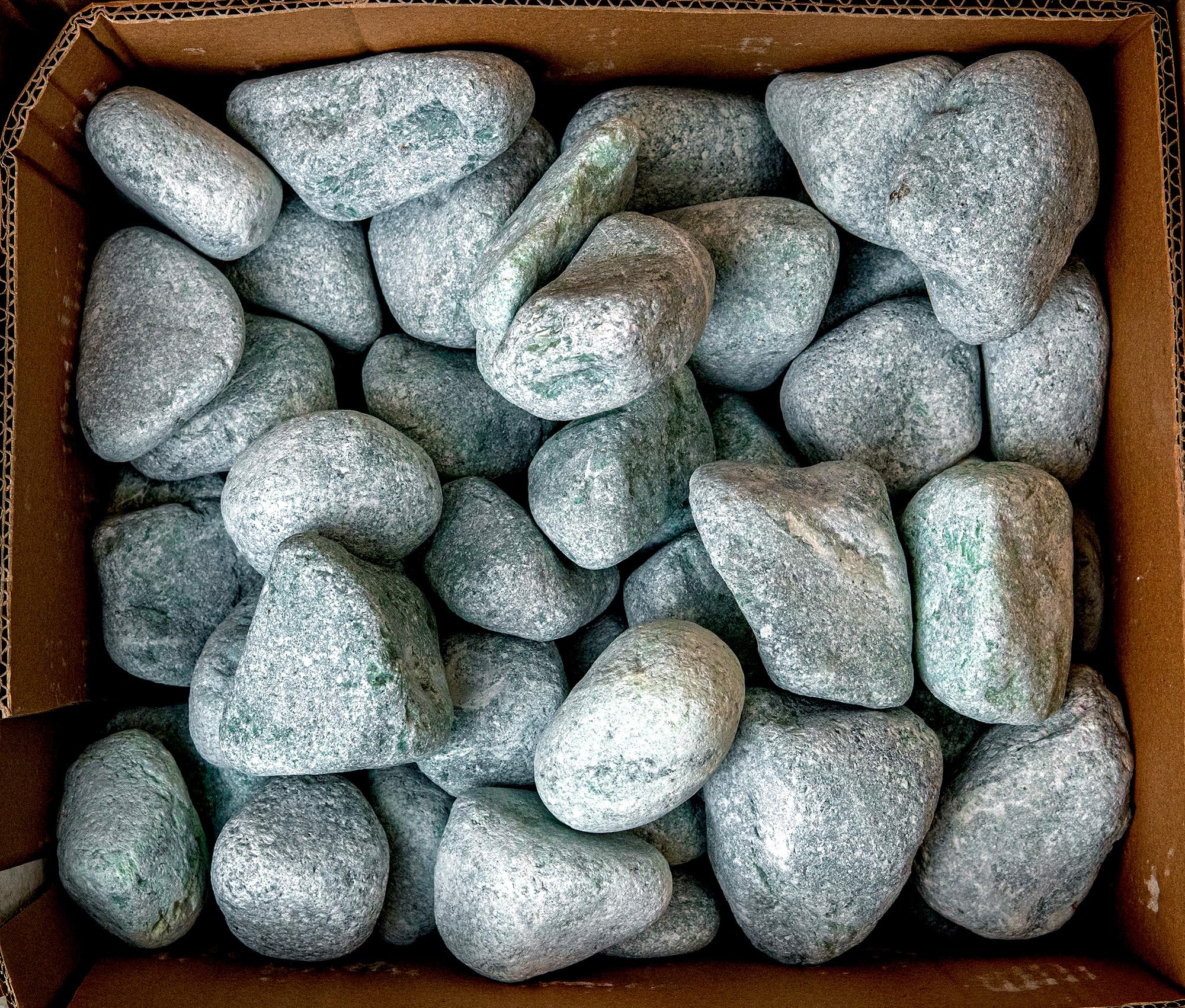 Pierres de sauna en jadéite 15 kg – Arrondies, 3 à 5 cm | Durabilité maximale, chaleur longue durée | Pour poêles de sauna électriques et à bois