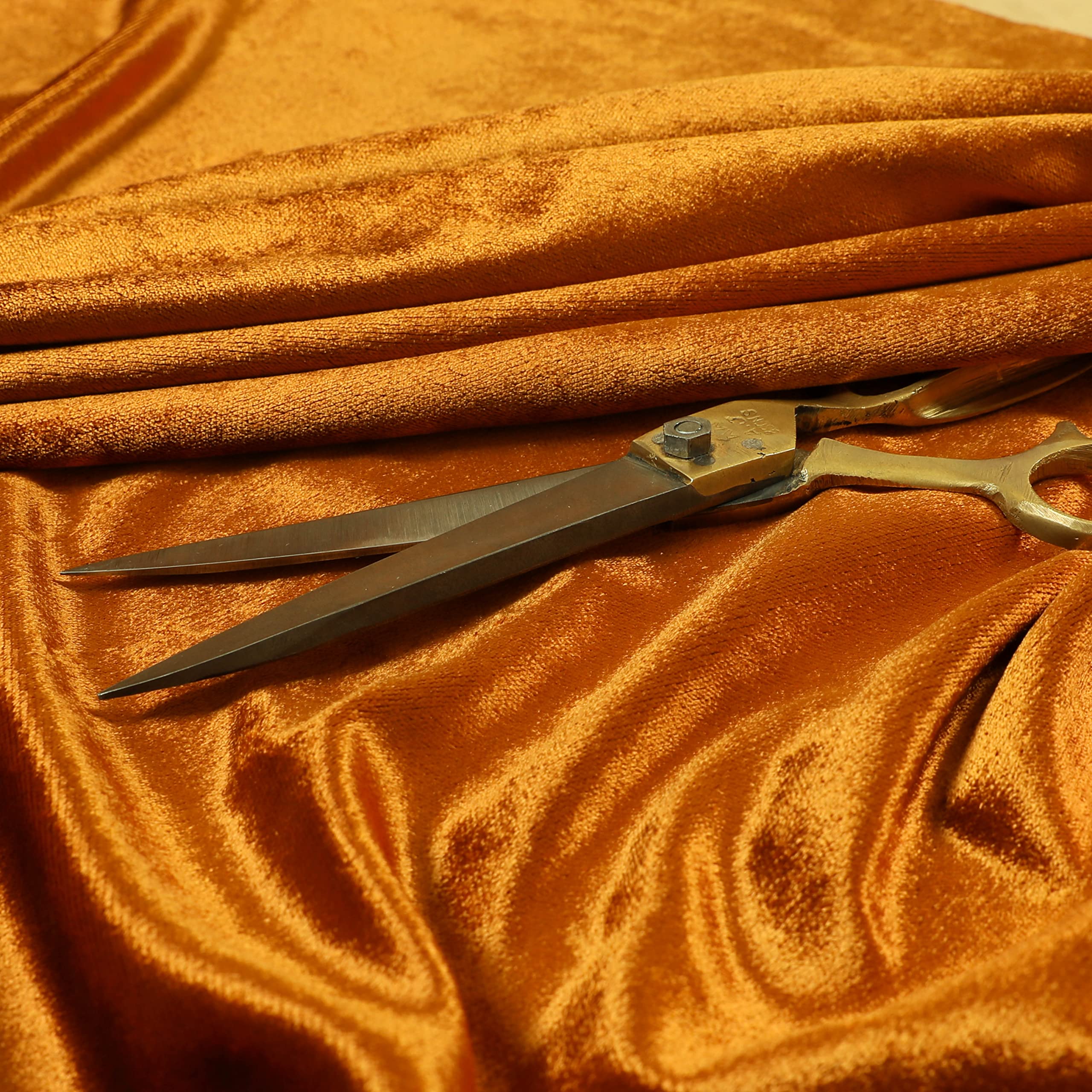 Redbrick Mill Fabrics Flame Retardant Luxury Shine Quality Plain Velvet Upholstery Curtain Fabrics Rust Orange Colour (Per Metre) โ image 1