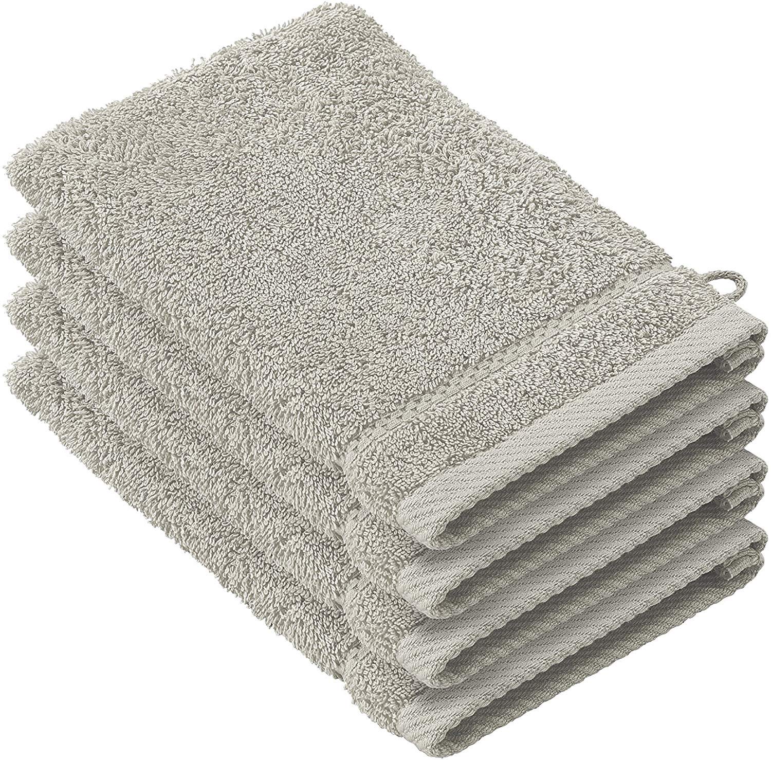 De Witte Lietaer 194686 Stephanie Pair Cotton Face Cloths, light grey, 15 x 22 x 1 cm