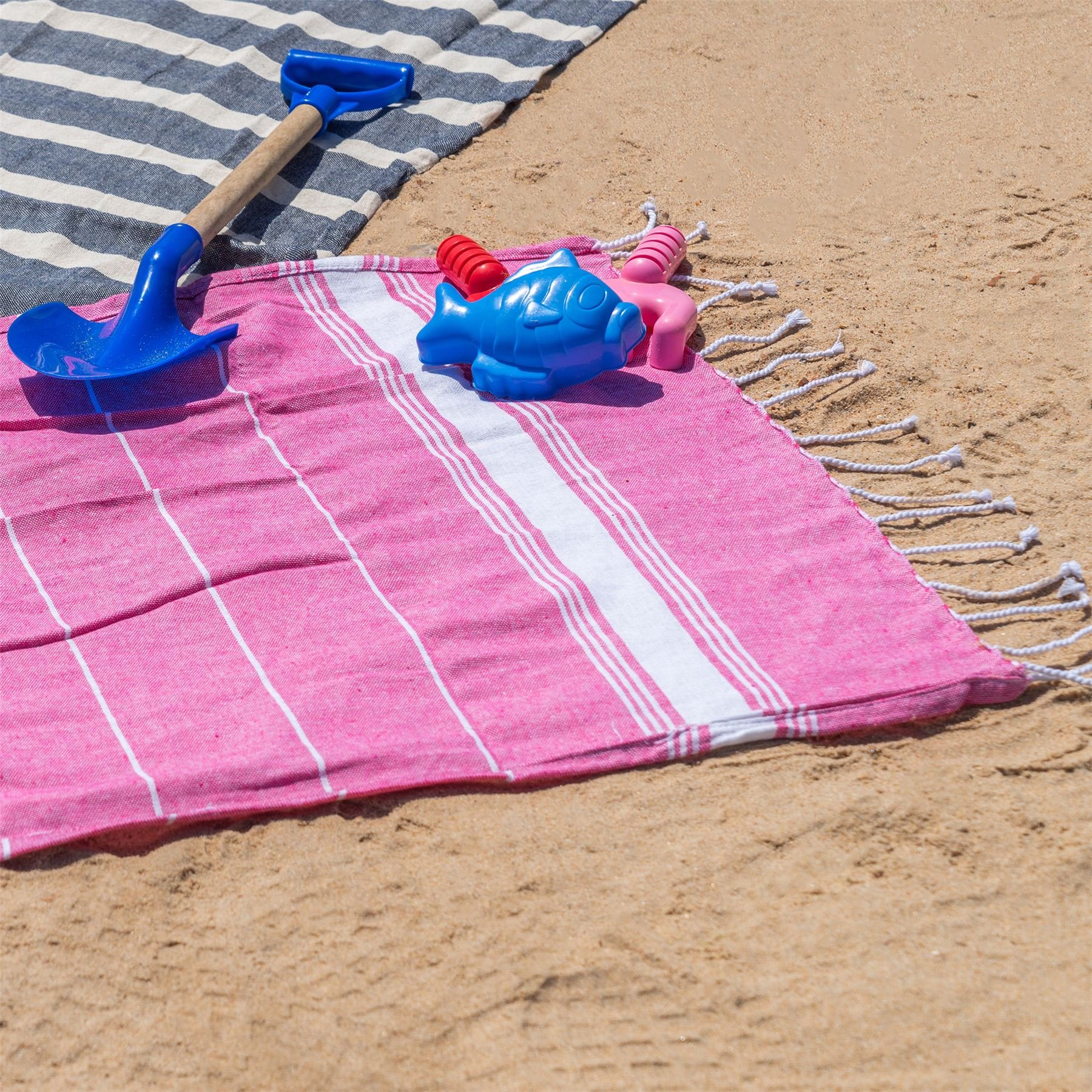 Coton Turc Nicola Enfants du Printemps Towel Set | Plage de Bain Piscine | Hammam Peshtemal Fouta Style - Rose - Lot de 4