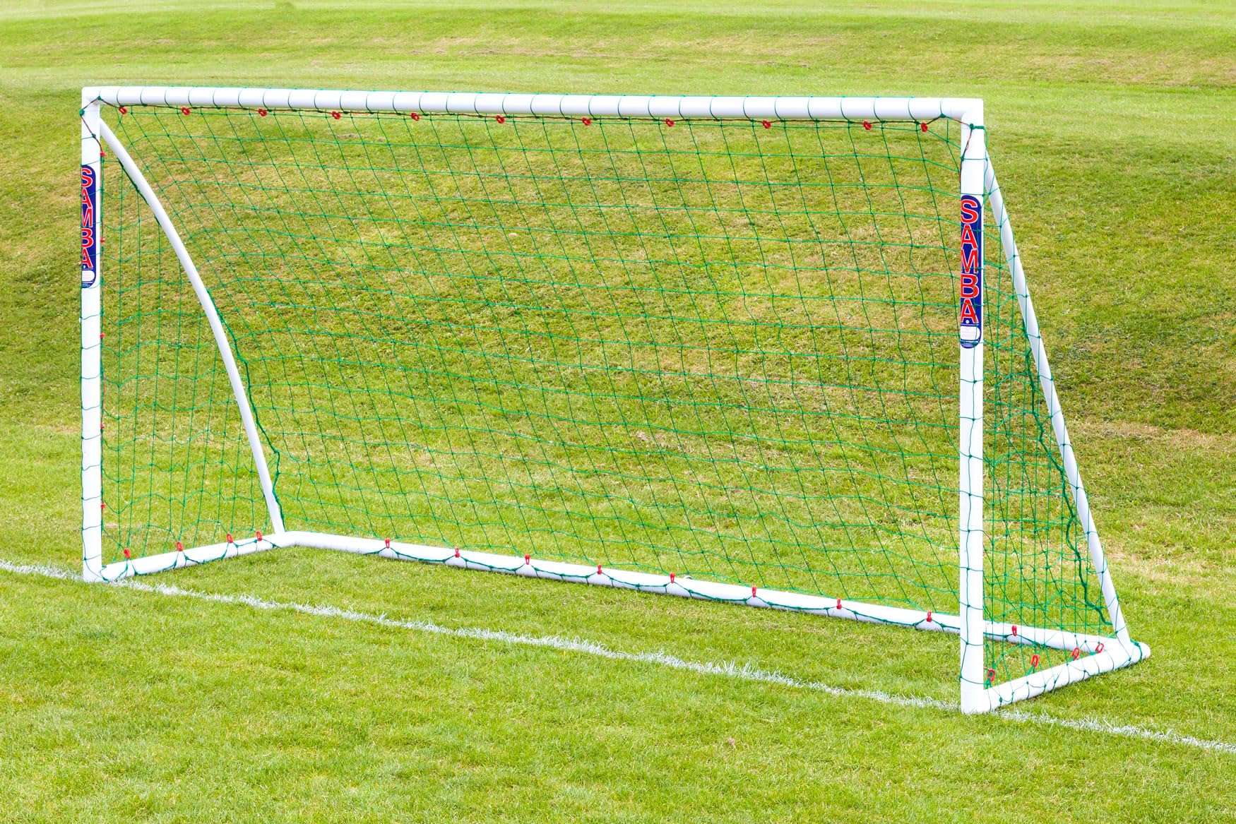 SAMBA garden football goal (choose your size), UK made, premium uPVC locking frame, all weather, extra thick net - 12ft x 6ft