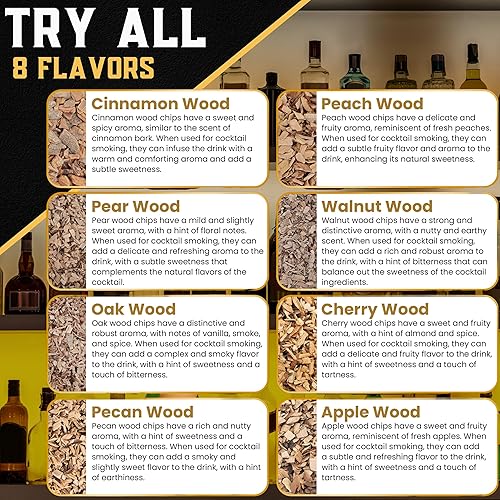 Miniatura 5 de Astillas de madera para ahumar cócteles, paquete de 8 trozos finosvirutas para ahumar whiskyborbonpistola de humo a la antigua manzana, nogalnuez,