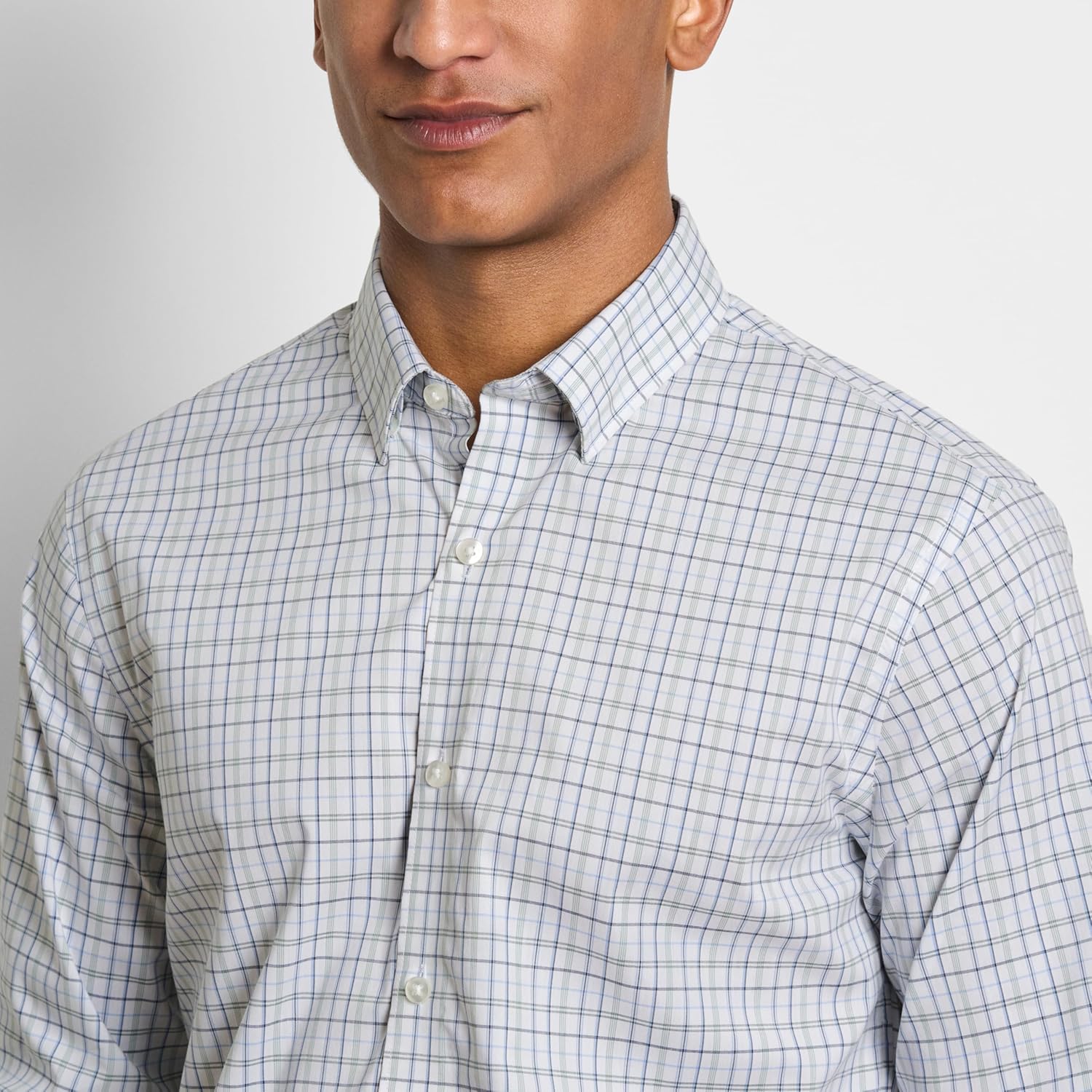 Van Heusen Everyday Defense Cronbie Plaid Long Sleeve Shirt, Brilliant White, L - Image 3
