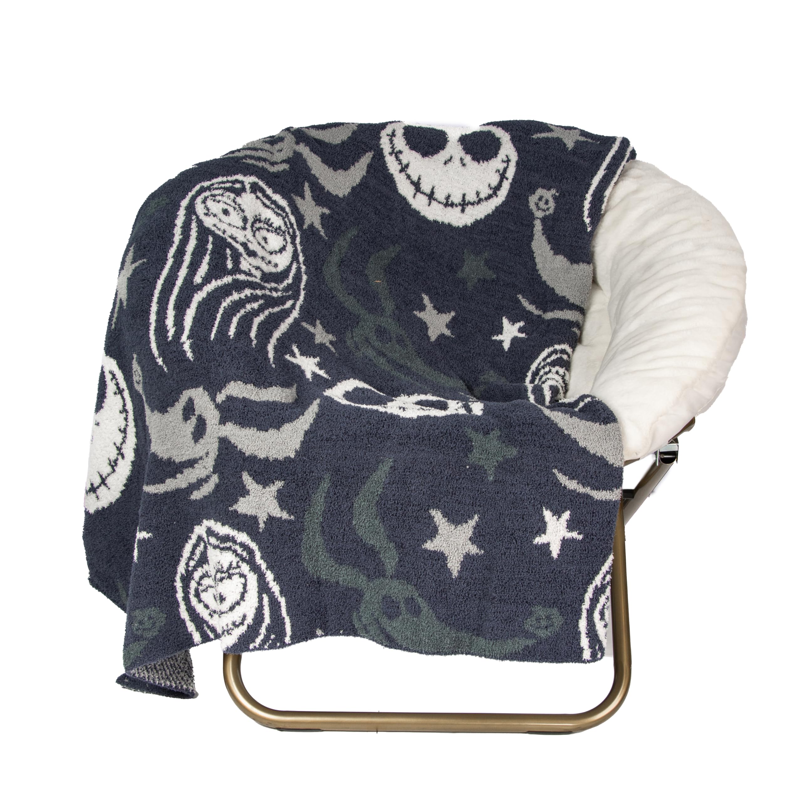 Disney Nightmare Before Christmas Feather Knit Fluffy Throw Blanket - Jack Skellington and Sally Fuzzy Blanket Measures 50 x 60 Inch, Super Soft Lightweight Bedding