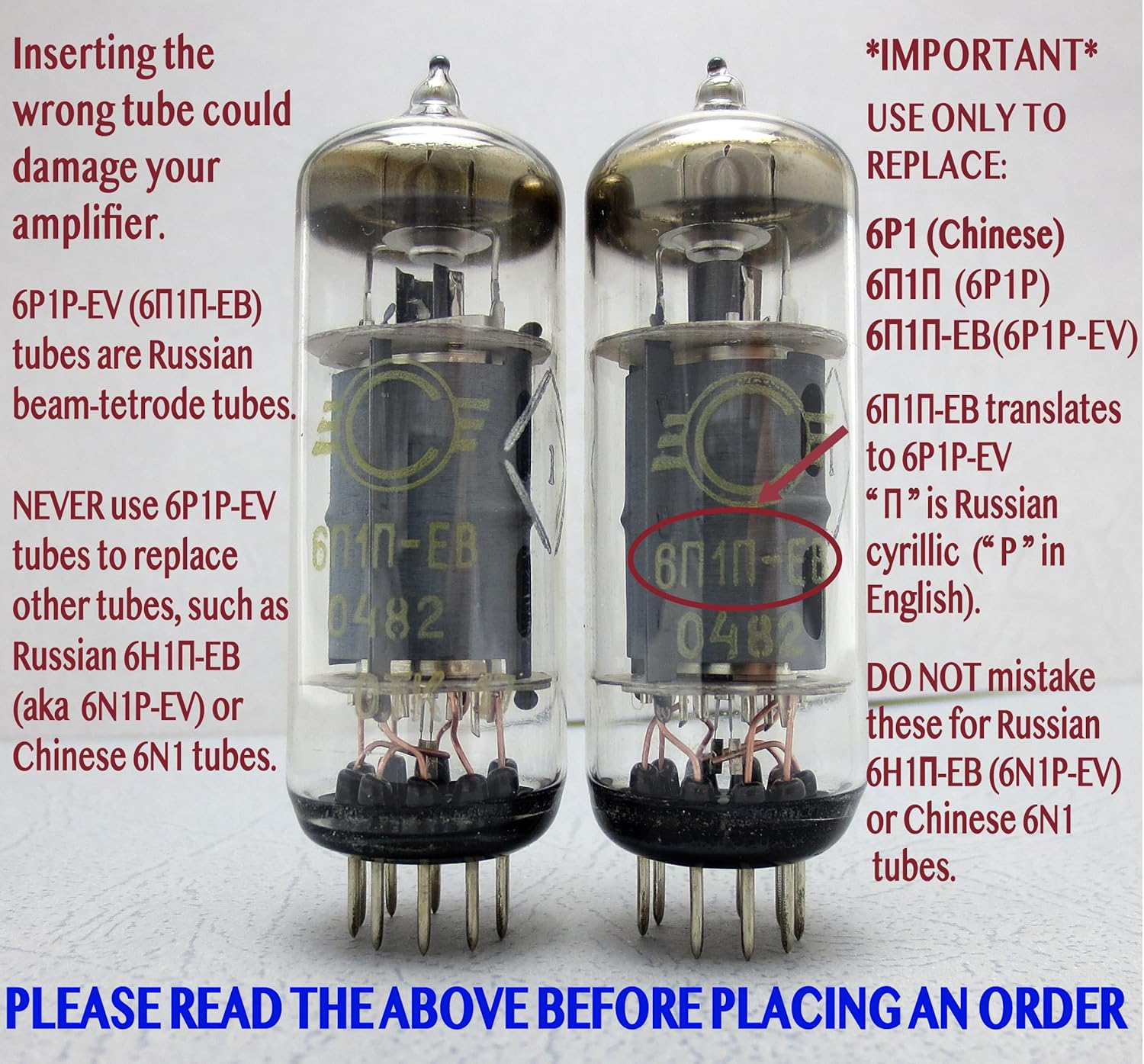 Riverstone Audio 6P1P-EV (6П1П-EB) NOS Tested-Matched Quad (4pc) - Upgrade for 9-pin 6P1 and 6P1P Vacuum Tubes- Platinum Grade Quad, 6P1P-EV (6П1П-EB)