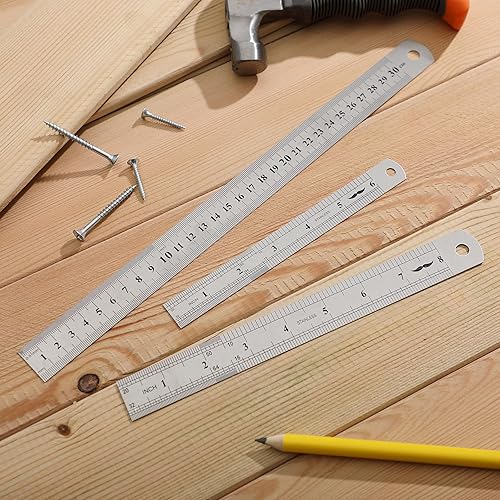 Miniatura 50 de Mr. Pen Reglas de acero, 6, 8, 12, 14 pulgadas, reglas de metal, paquete de 4