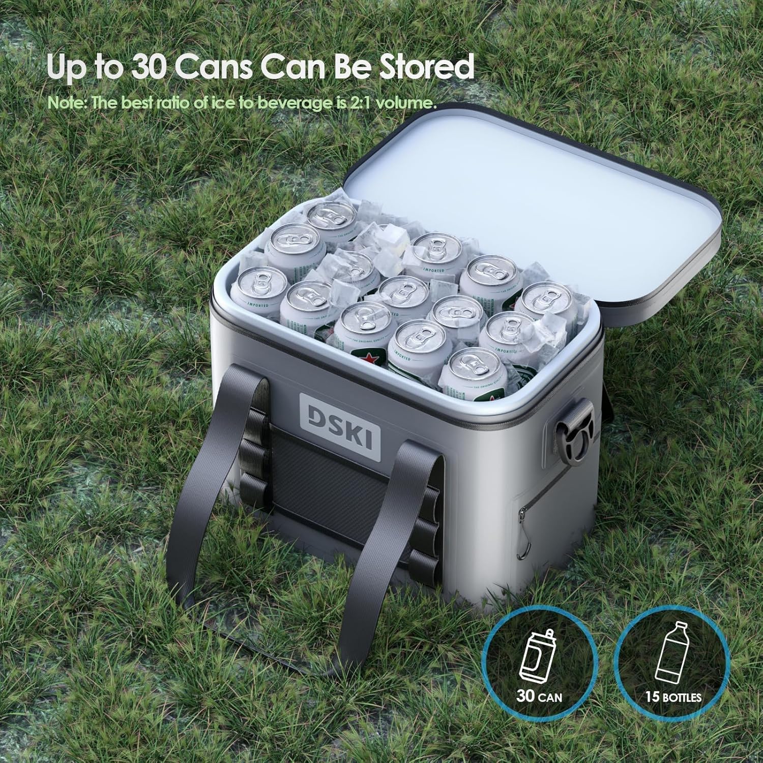 34 Can Soft Cooler Soft Ice Bag Deep Freeze Cooler Ice Chest Collapsible Leak-Proof for Beach Coolers Travel Cooler for Camping, Kayaking, Fishing