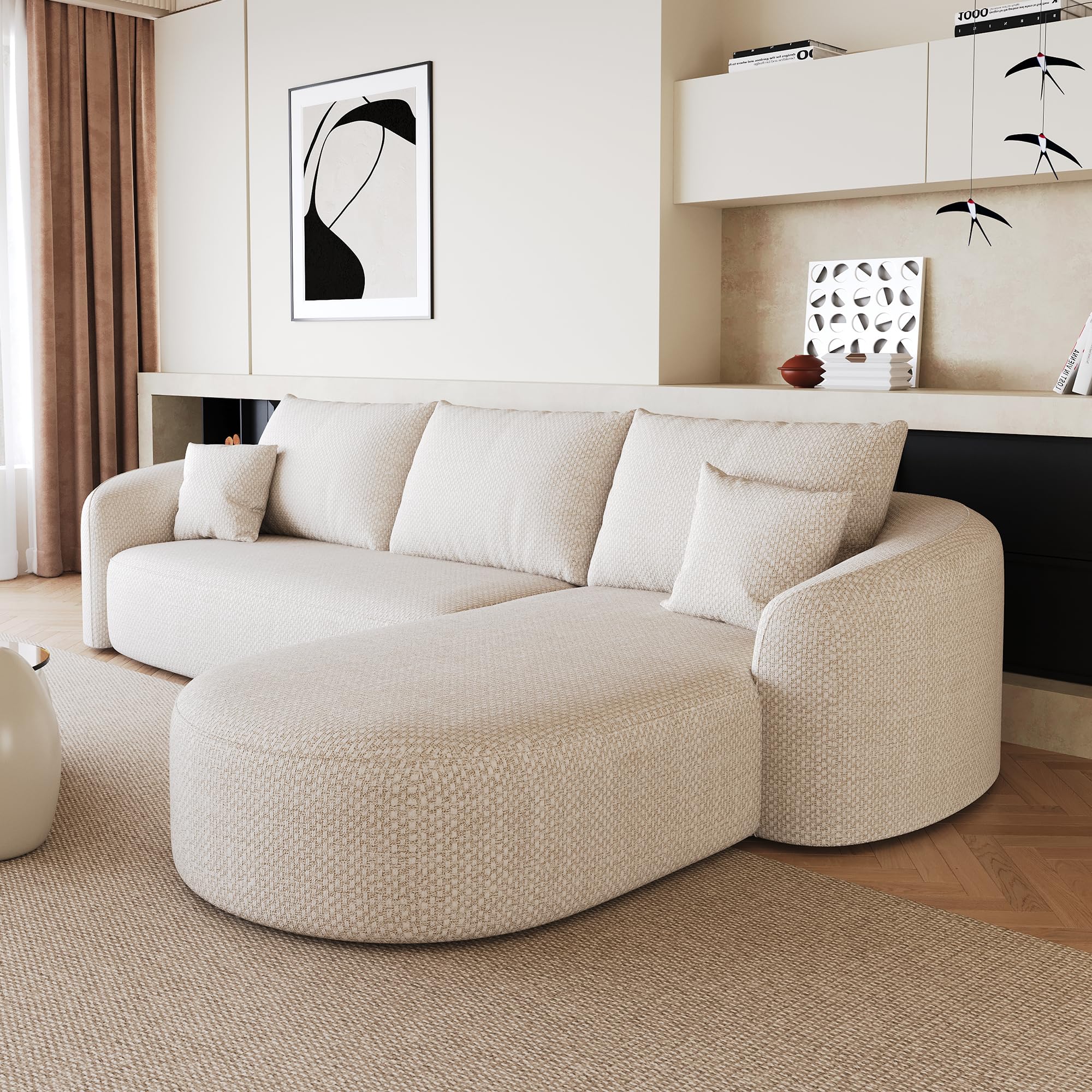 Divano angolare modulare a 3 posti in morbida ciniglia senza osso, divano letto comprimibile, divano con funzione sonno, design ad angolo profondo, senza montaggio, per soggiorno e camera da