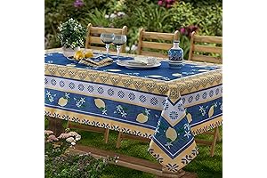 Home Bargains Plus Blue Lemon Garden Italian-Style Tablecloth
