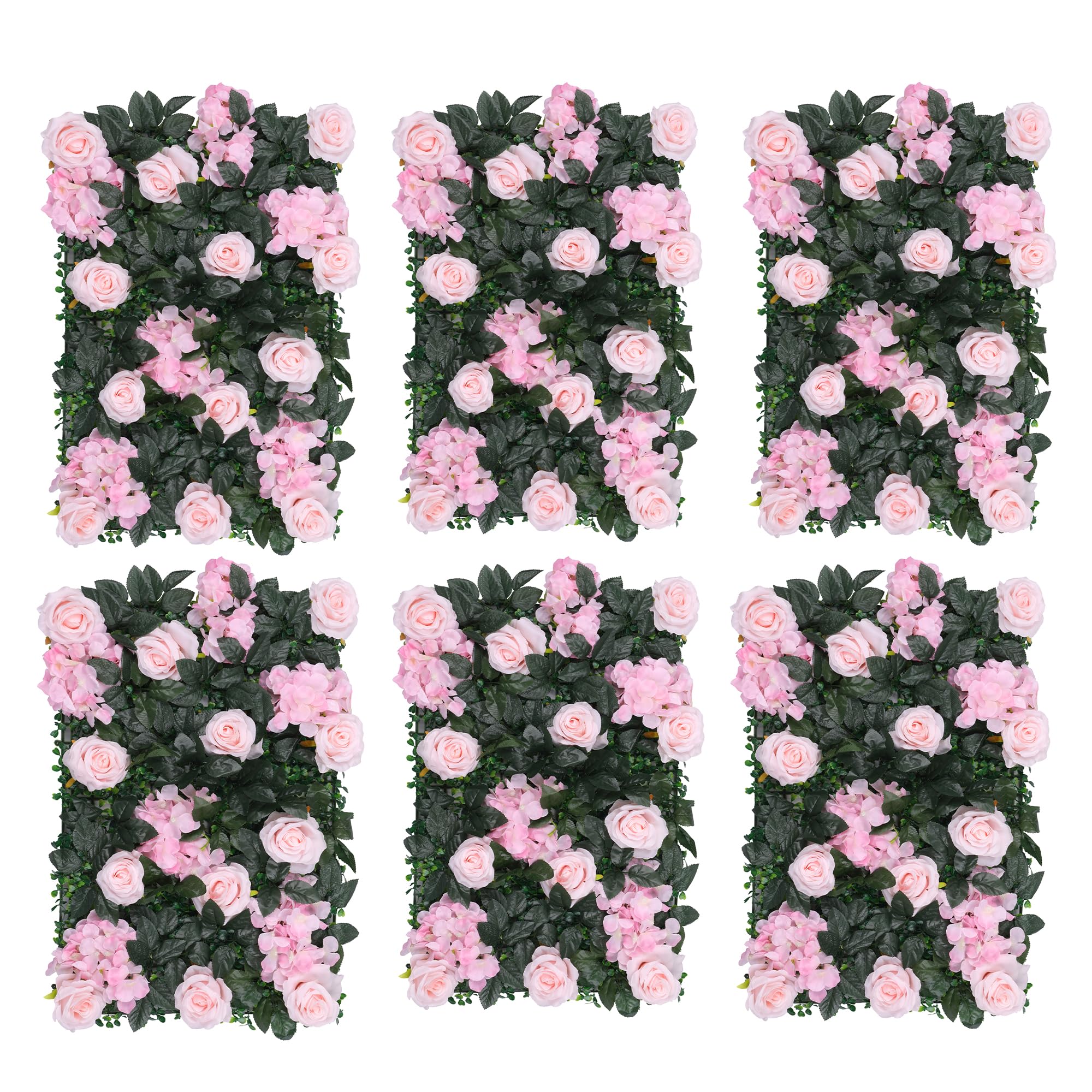Artificial Flowers Wall Panels, Novia Roses, White Jasmine, 6pcs