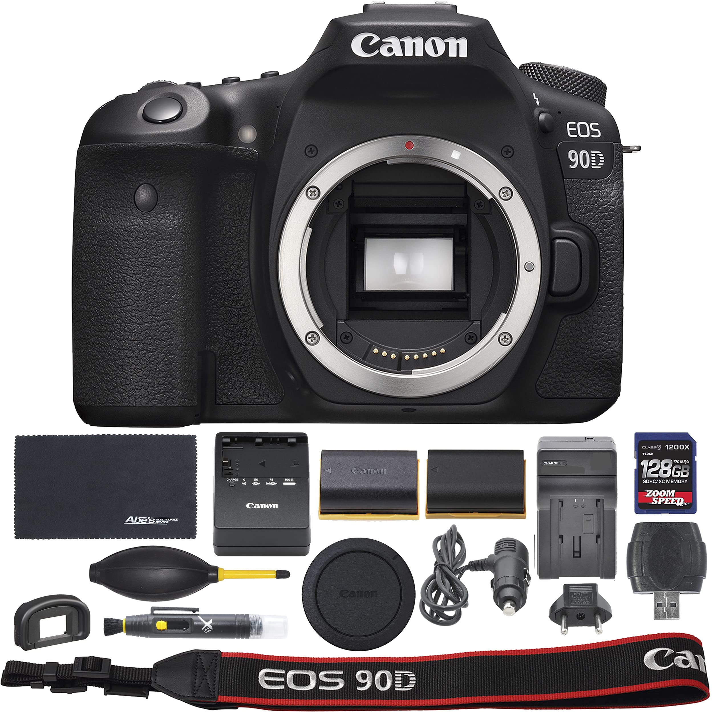Canon EOS 90D DSLR Camera: (Body Only 3616C002) + ZoomSpeed 128GB High Speed SDXC Memory Card + Pro 