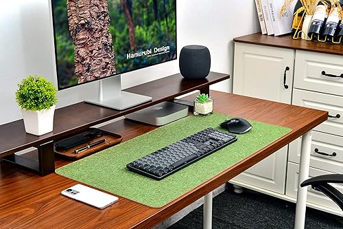 Miniatura 4 de Hamurubi Almohadilla de escritorio de corcho natural y piel sintética, (verde, 35.4 x 17.7), alfombrilla de mouse grande extendida, protector de