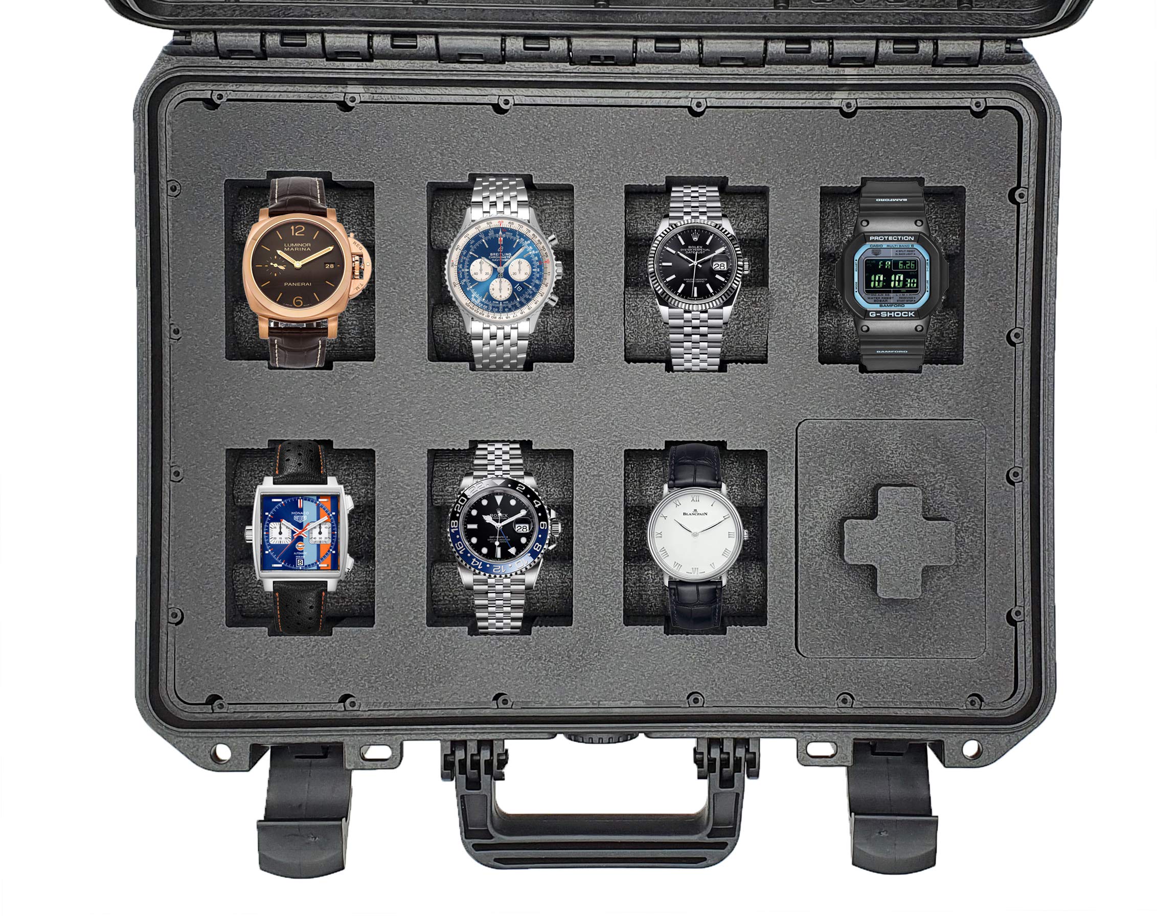 valigetta porta orologi - ospita fino a 8 orologi - si chiude a chiave, resiste all'acqua, ben protetta - perfetta per viaggiare - Made in Germany