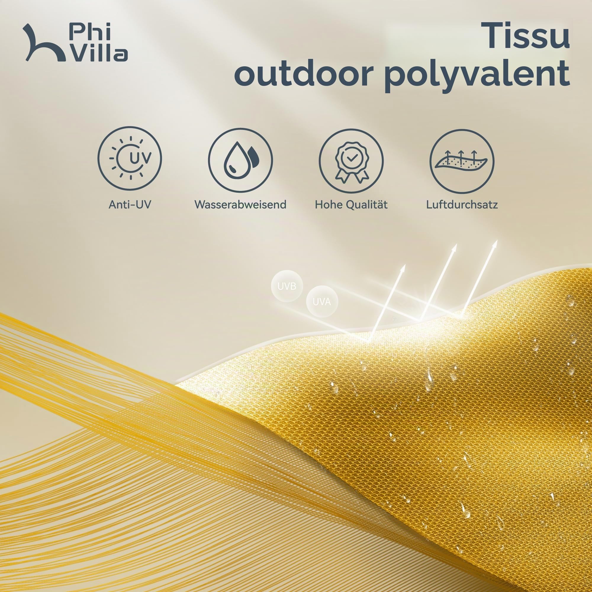 PHI VILLA Parasol de Jardin Extérieur,2x3,8m Parasol Double Face Rectangulaire avec Manivelle,Protection Solaire pour Terrasse, Résistant à l'Eau,Anti au vent