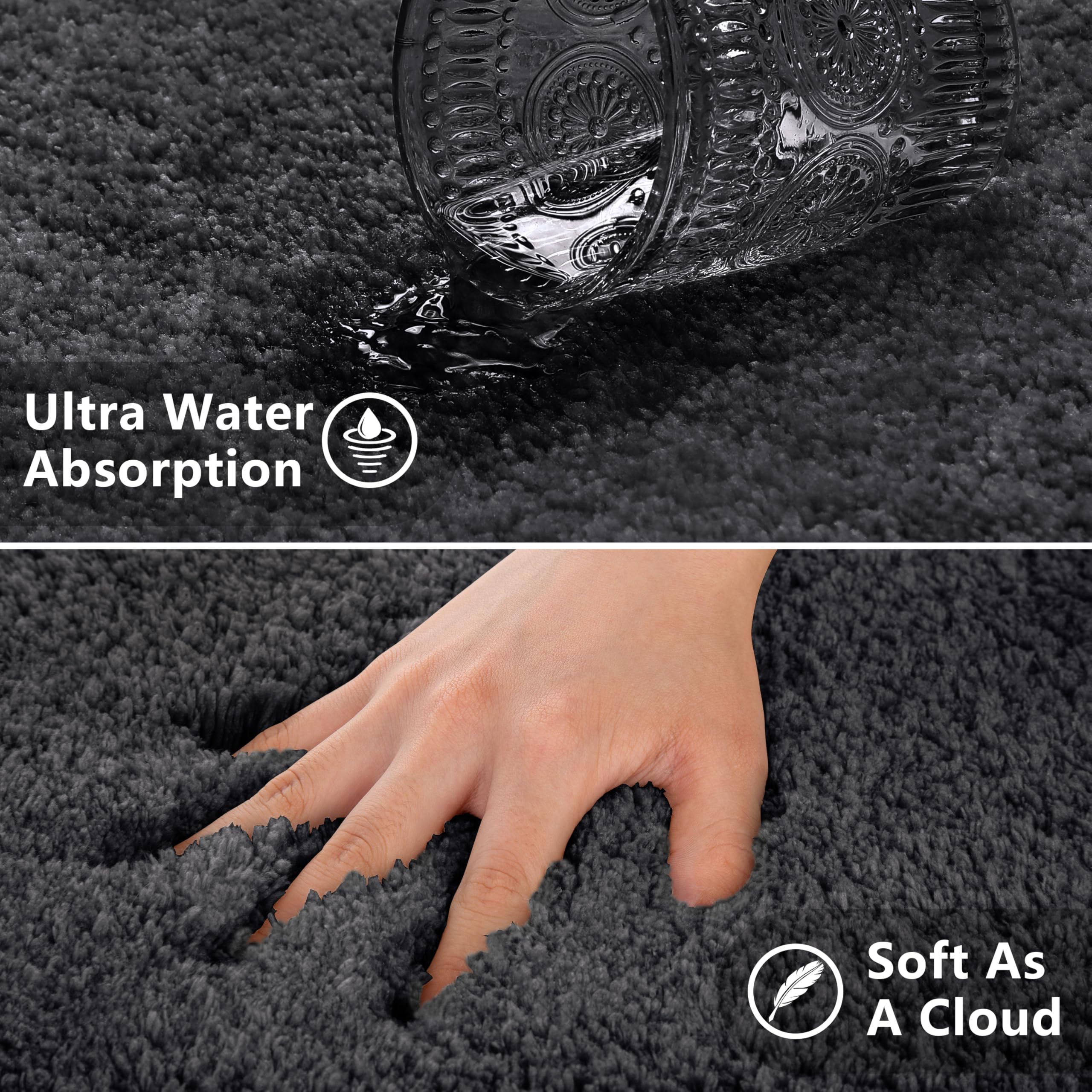 VANZAVANZU Non Slip Bath Mat, Threefold Lifespan, Super Soft Absorbent, Black, 50 x 80cm - Image 4