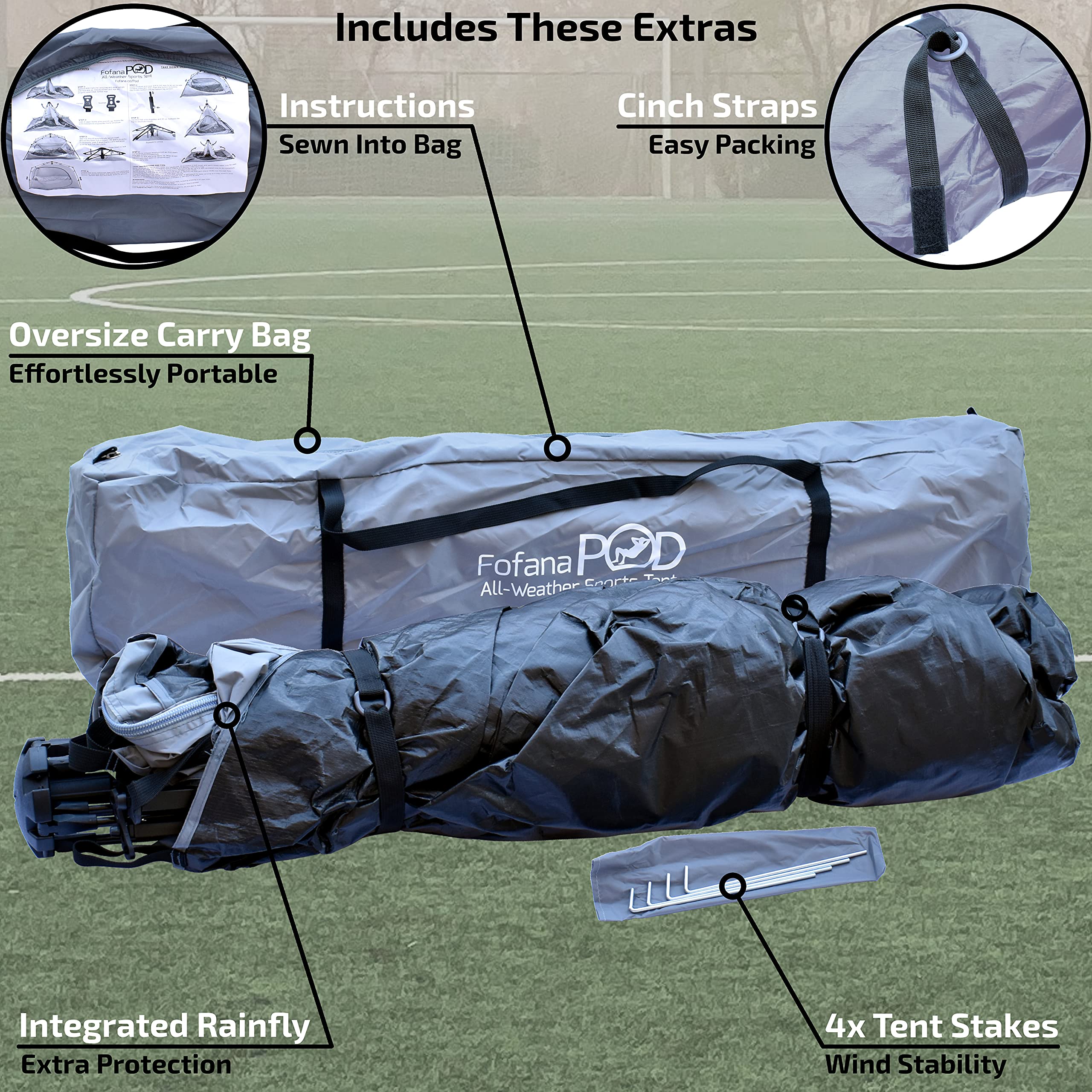 FOFANA All Weather Pod Sports Tent Largest Sports Pod Pop Up Tent for