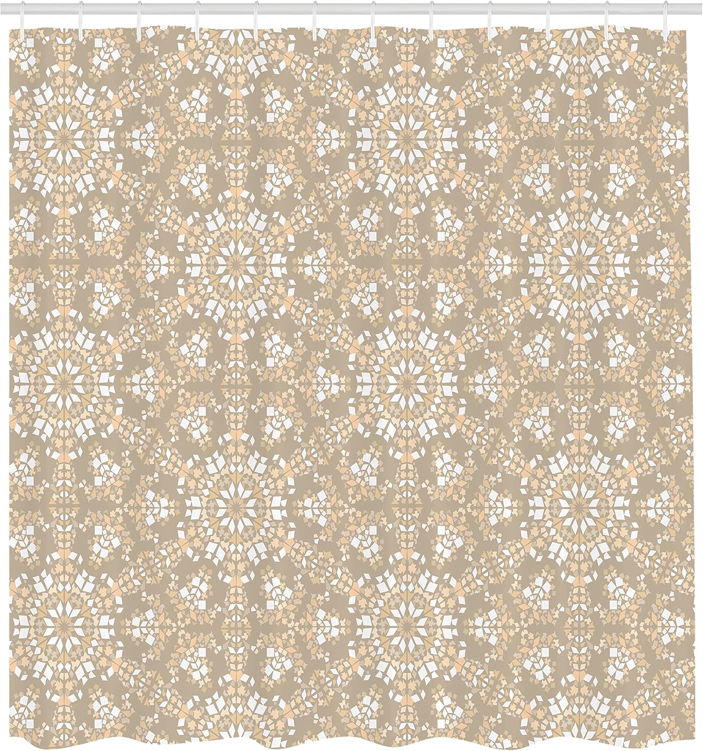 Ambesonne Mosaic Shower Curtain, Antique Roman Time Inspired Rock Design with Circled Modern Lines Image Print, Cloth Fabric Bathroom Decor Set with Hooks, 69" W x 75" L, Tan Peach