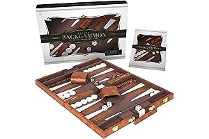 Handcrafted 18-inch Classic Backgammon Set: Premium Leather Case, Strategy Guide