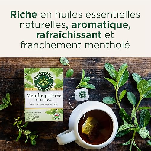 Miniatura 2 de Traditional Medicinals Té, menta orgánica, calma tu vientre, refrescante y mentosa, 16 bolsas de té