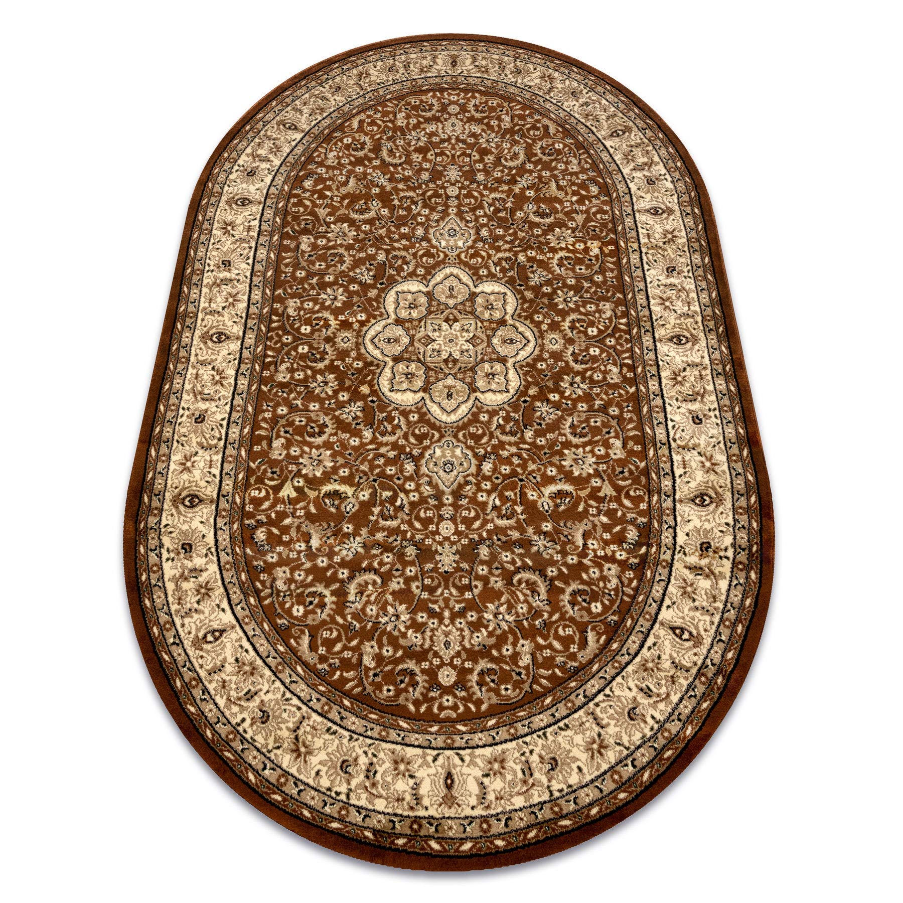 Tapis Royal Classique rugsx AGY 521 marron ovale 100x180 cm pour sublimer votre salon