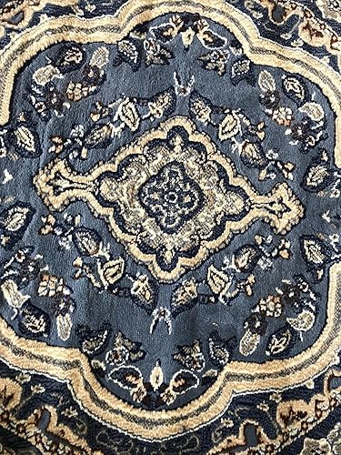Miniatura 7 de EMIRATES Alfombra redonda tradicional con diseño oriental azul 520 (4 pies x 4 pies)