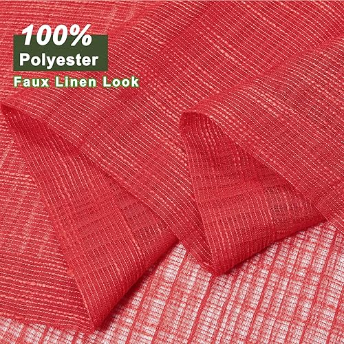 Miniatura 4 de Tony's collection Cortinas traslúcidas rojas de 96 pulgadas de largo, 2 paneles para sala de estar, decoración de vacaciones, cortinas de gasa con