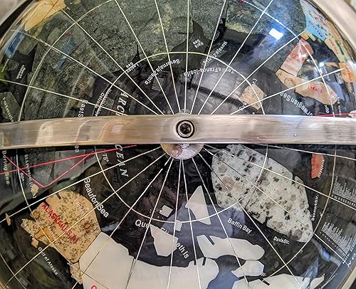 Miniatura 5 de Unique Art Since 1996 - Globo del mundo de piedras preciosas de pie con forma de remolino de perlas negras con trípode para piso, soporte de