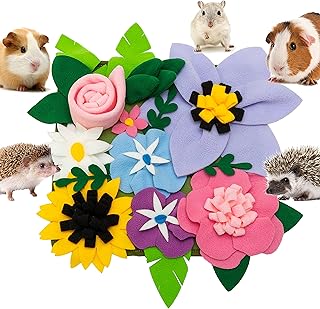 FAITUCOS Small Animal Foraging Mat for Rabbit Hedgehog Guinea Pig Rat Chinchillas Bunny - Interactive Cute Flower Funny Feeder Toy Feeding Mat Bedding Cage Accessories