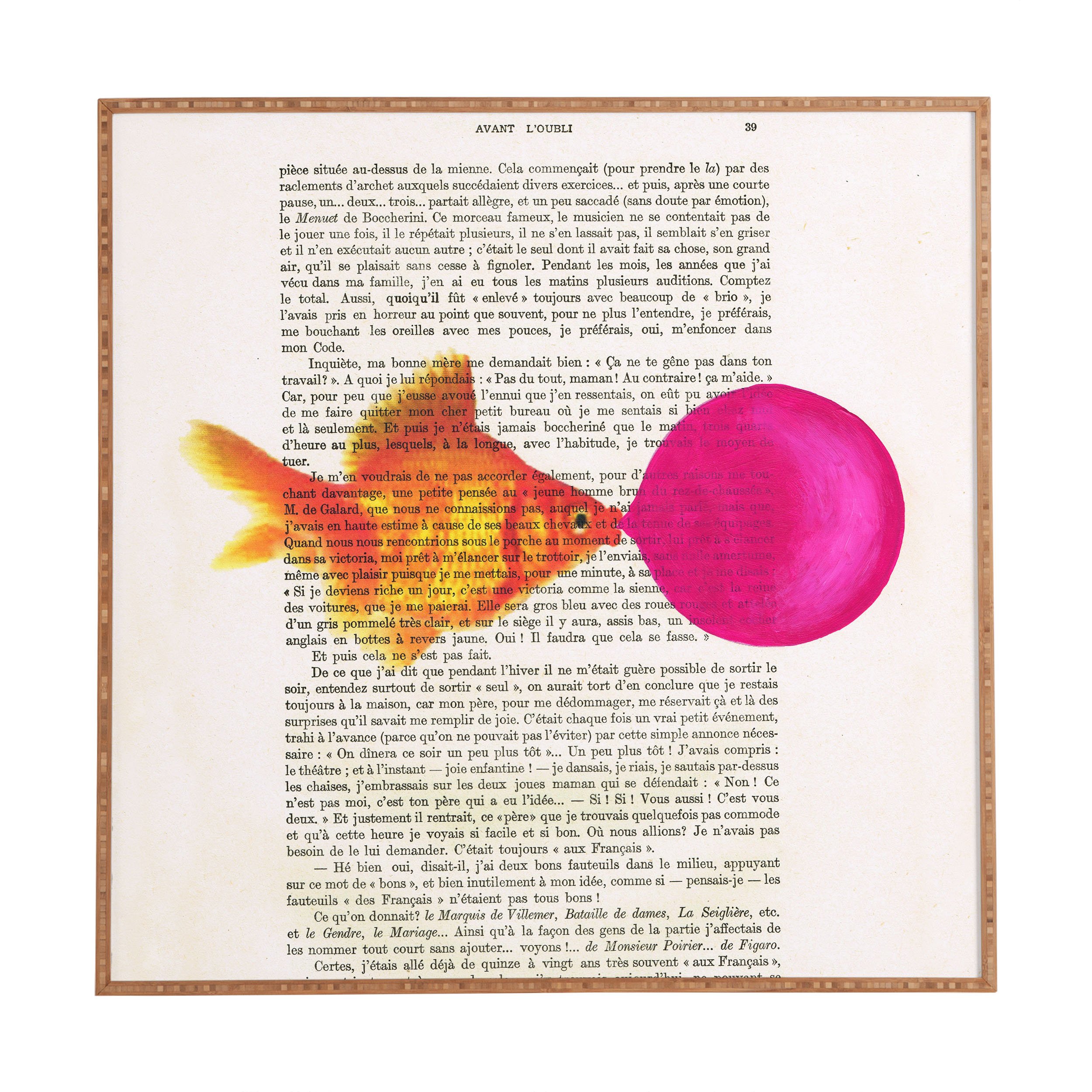 Deny Designs Coco De Paris, Goldfish With Bubblegum, Framed Wall Art, Medium, 20" x 20"