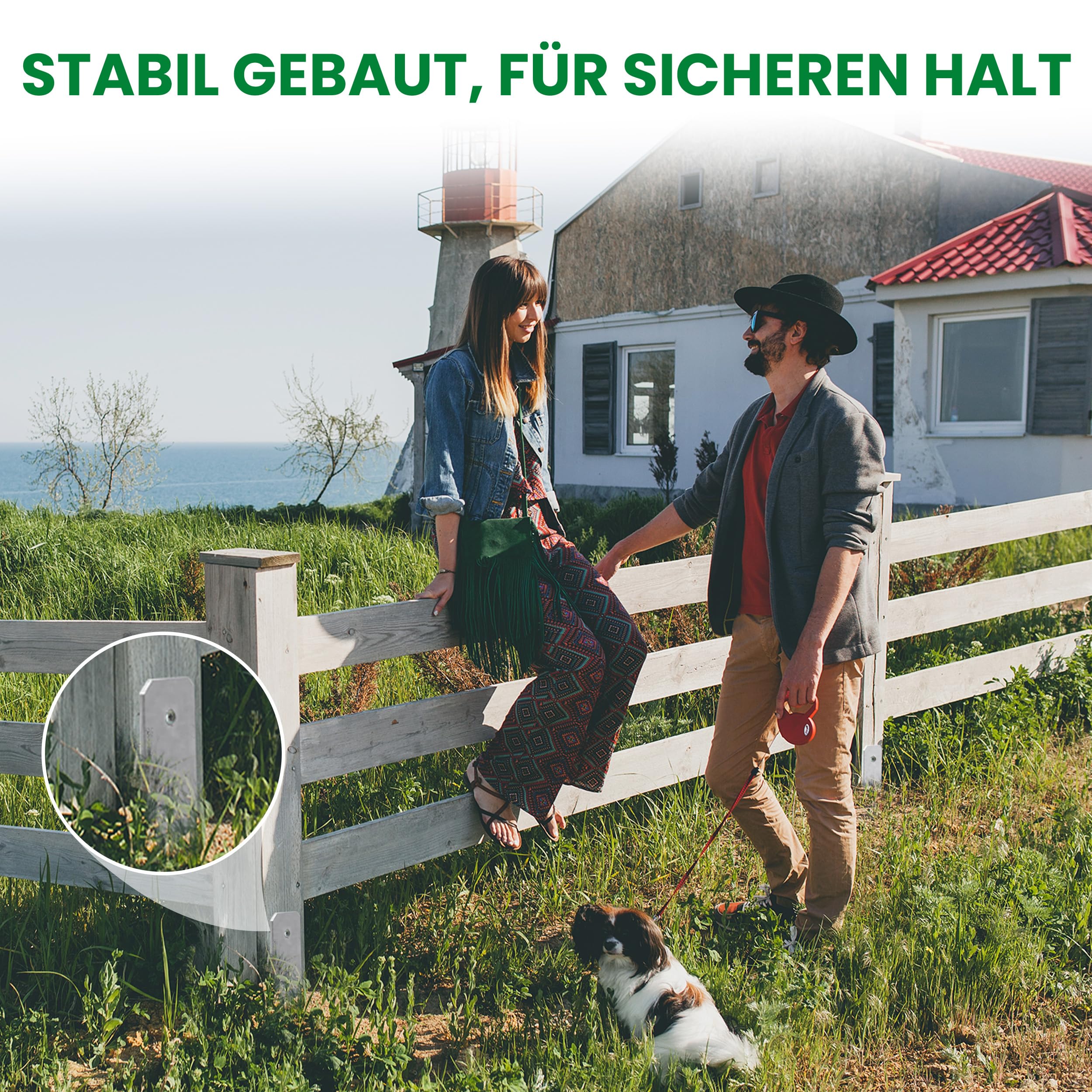 Gartenpirat 4 Stück H-Anker 91x600 mm feuerverzinkt Pfostenträger für Pfosten 9x9 cm