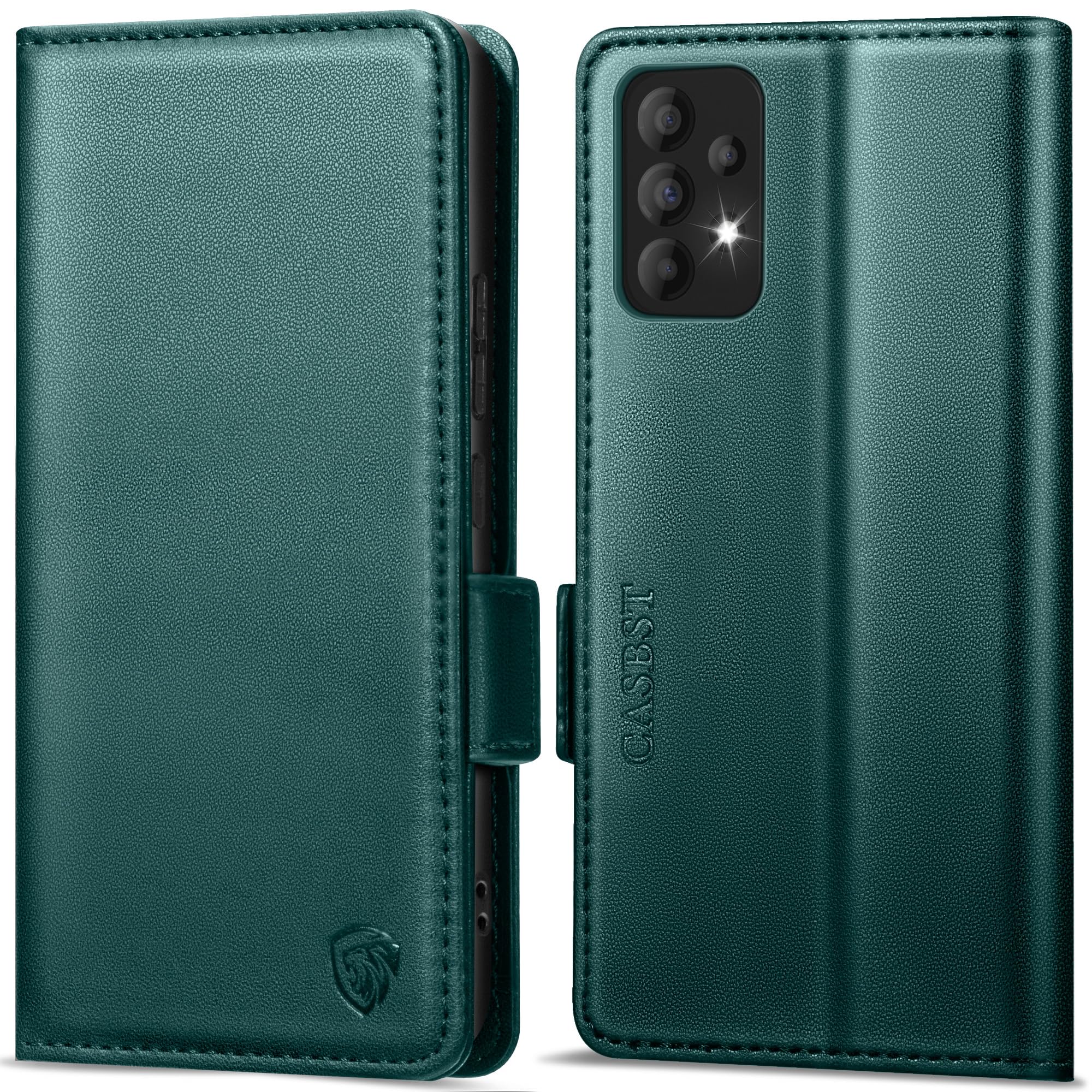 CASBST Handyhülle für Samsung Galaxy A50/A30S Hülle, Premium Leder Schutzhülle Klappbar für Samsung Galaxy A50 Flip Case mit Kartenfach Ständer Magnet Klapphülle für Samsung A50 Hülle (Schwarz)