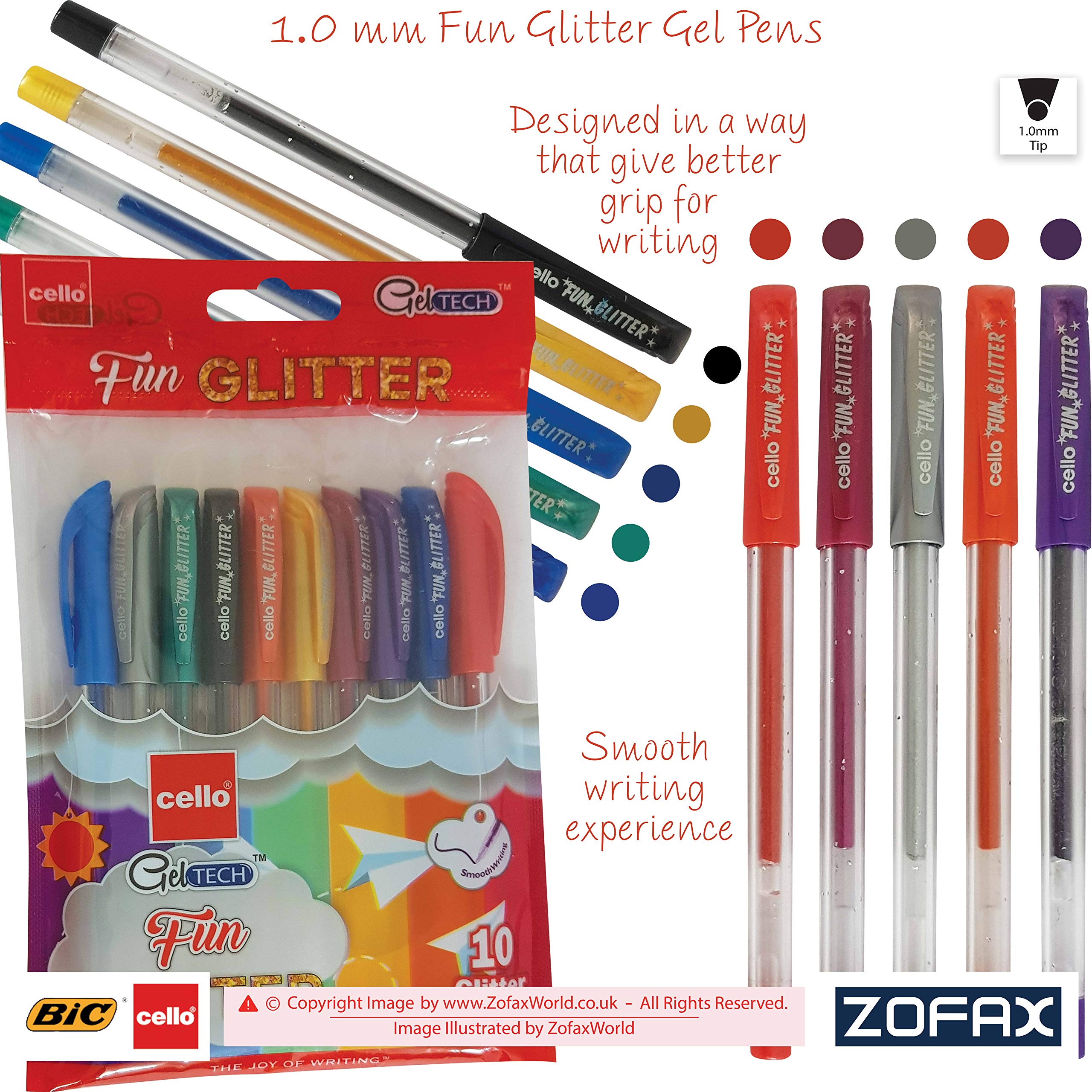 Buy BIC CELLO GelTech Fun Glitter Gel Ink Pens Super Smooth Writing
