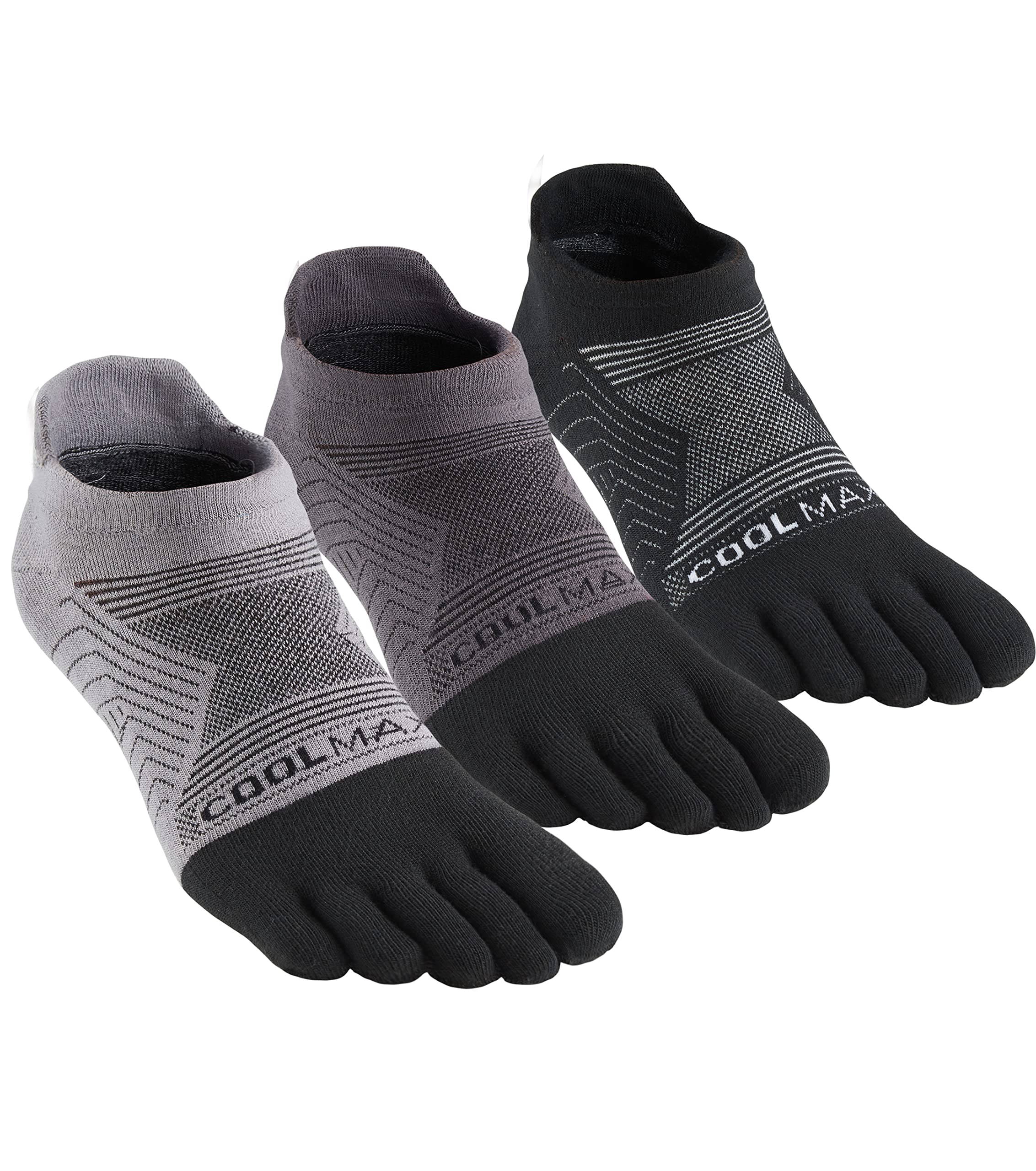 Coolmax Toe Socks for Women and Men No Show Low Cut High Performance 5 Finger Running Socks Athletic Wicking 3 Pack