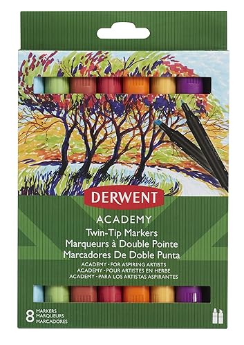 Derwent Academy 98208 - Marcadores de doble punta, punta de cincelfina, paquete de 8 disponible en Yaxa Venezuela
