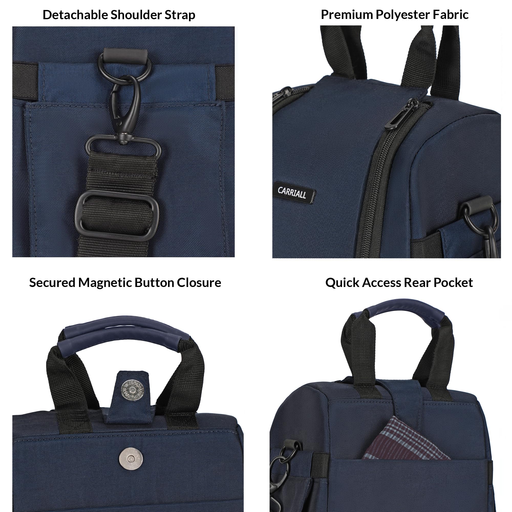 Carriall Navy Meal Bag/Lunch Bag, Tiffin Bag for Office, College, School & Picnic | Reusable & Water-Resistant Lunch Box Cover Bag Only | 8L Capacity | Gifting for Men,Women & Kids (Boys/Girls) 3