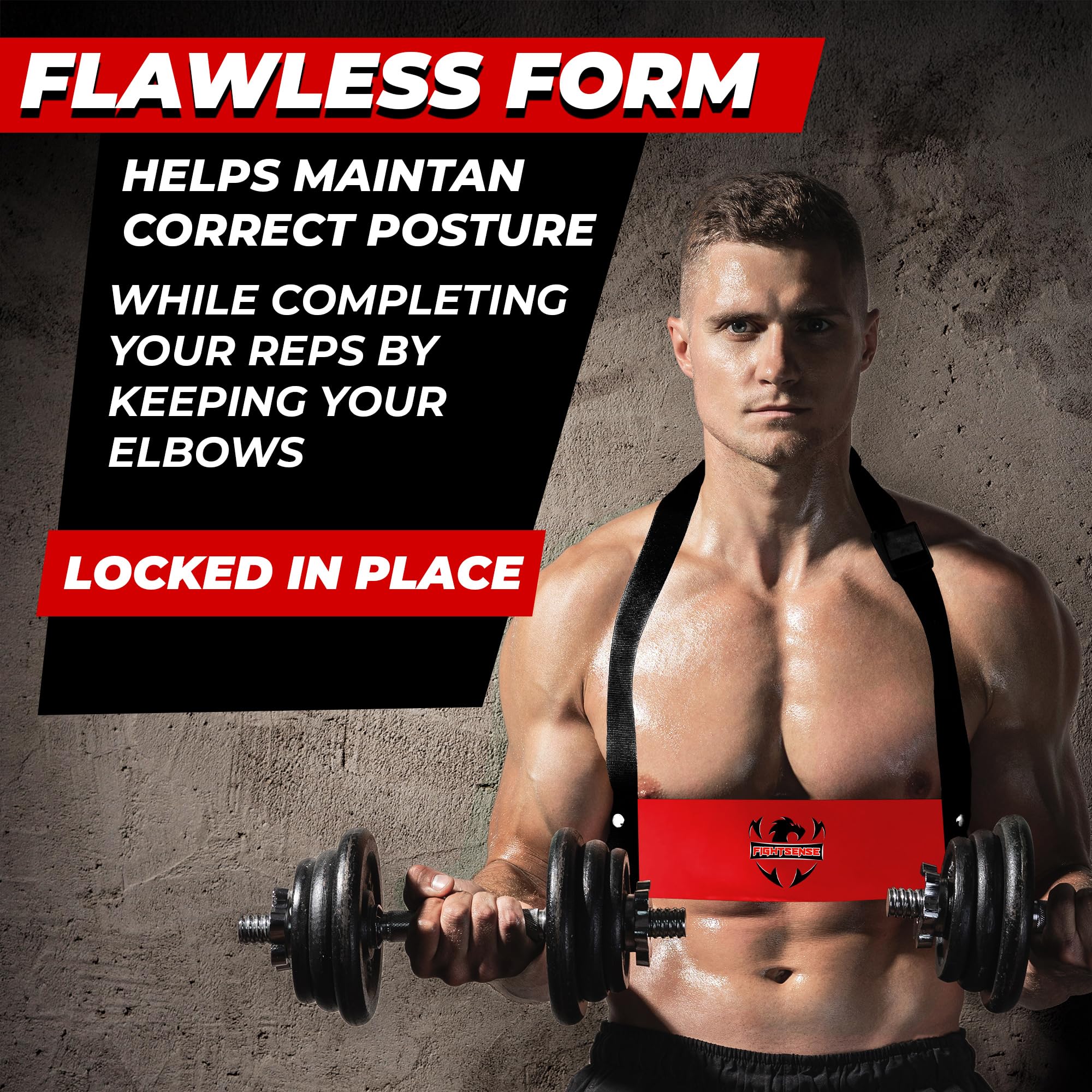 FIGHTSENSE - Aislador de músculos para bíceps y tríceps, para Fitness, Gimnasio, Entrenamiento, Rojo