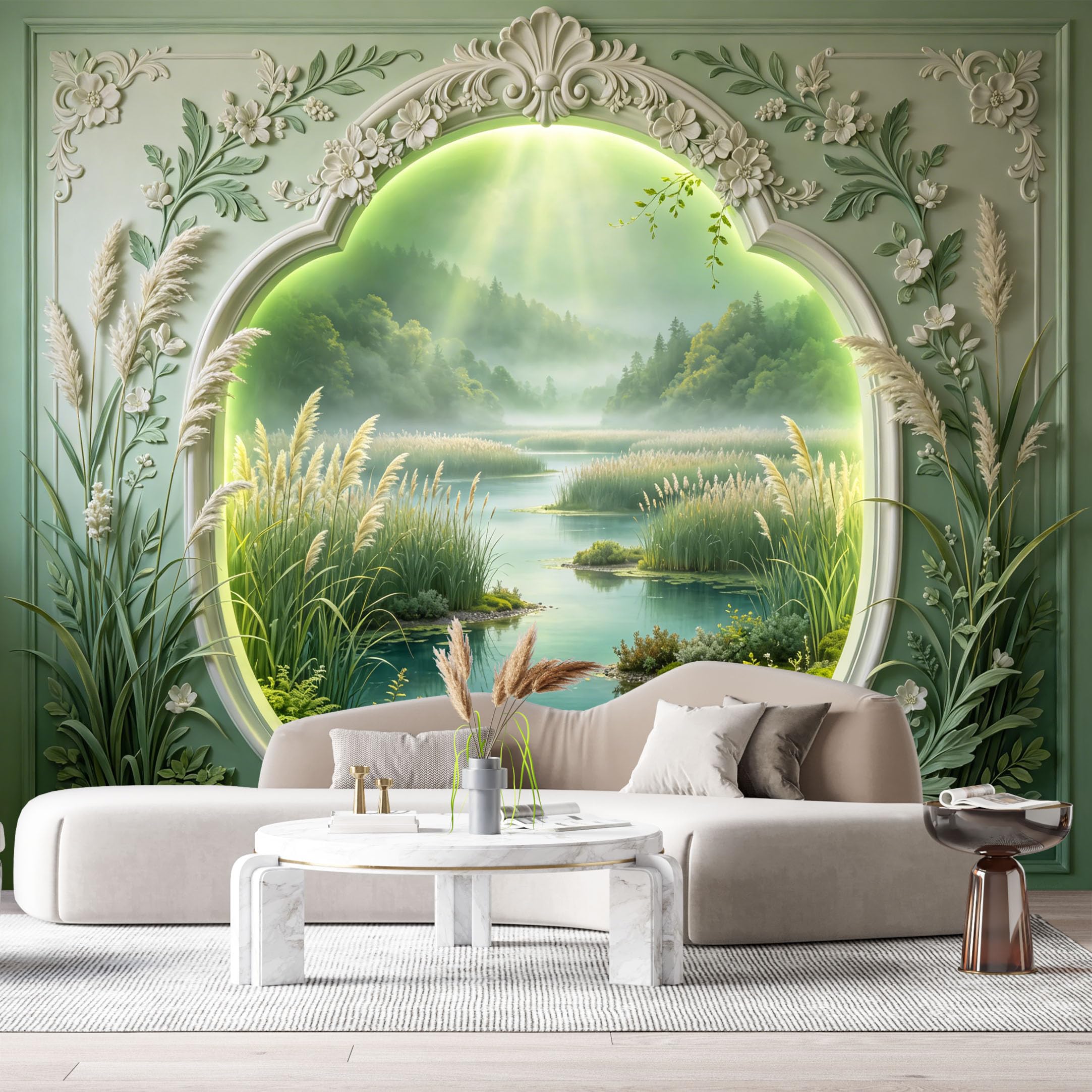 Custom Size Wall Murals Coastal Ocean Wave Landscape Watercolor 3D Trompe L'Oeil SelfAdhesiveWall Fabric Removable Wallpaper Wall Decor for Living Room Bedroom Bathroom